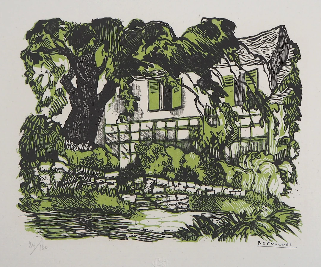 Pierre GENOLHAC : Provence, la Maison de campagne, 1929 - Bois gravé
