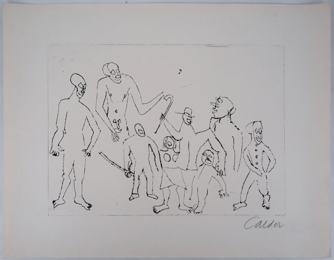 Alexandre CALDER - Santa Claus, Groupe joyeux - Gravure originale signée
