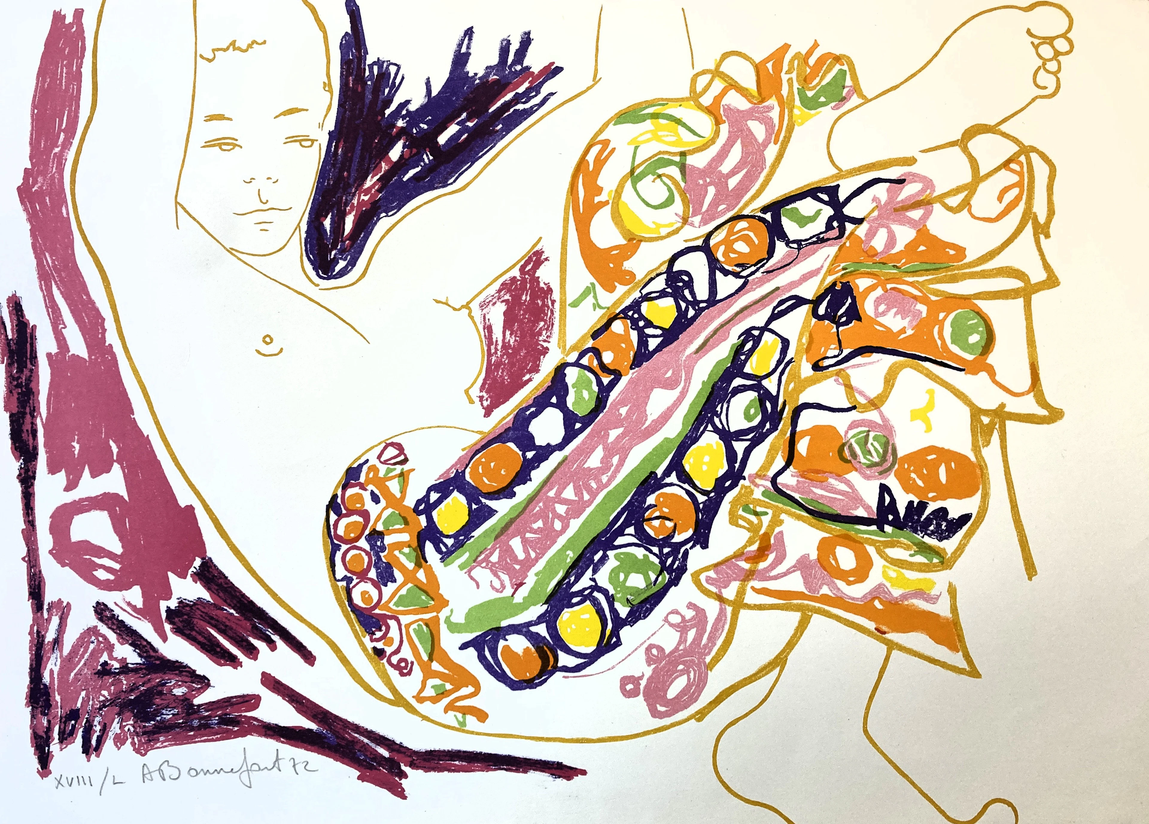 Alain BONNEFOIT - "Farniente", 1972, lithographie numérotée et signée