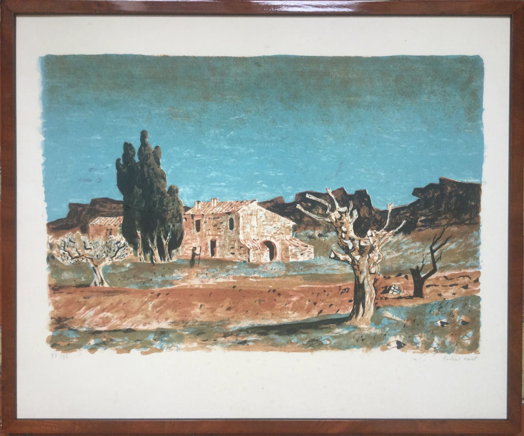 Roland OUDOT - Le mas aux Baux-de-Provence - Lithographie signée