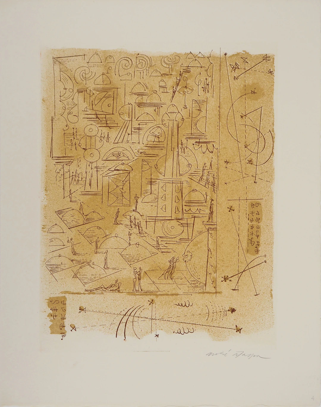 André MASSON : Urbanisme senologique, Gravure originale signée