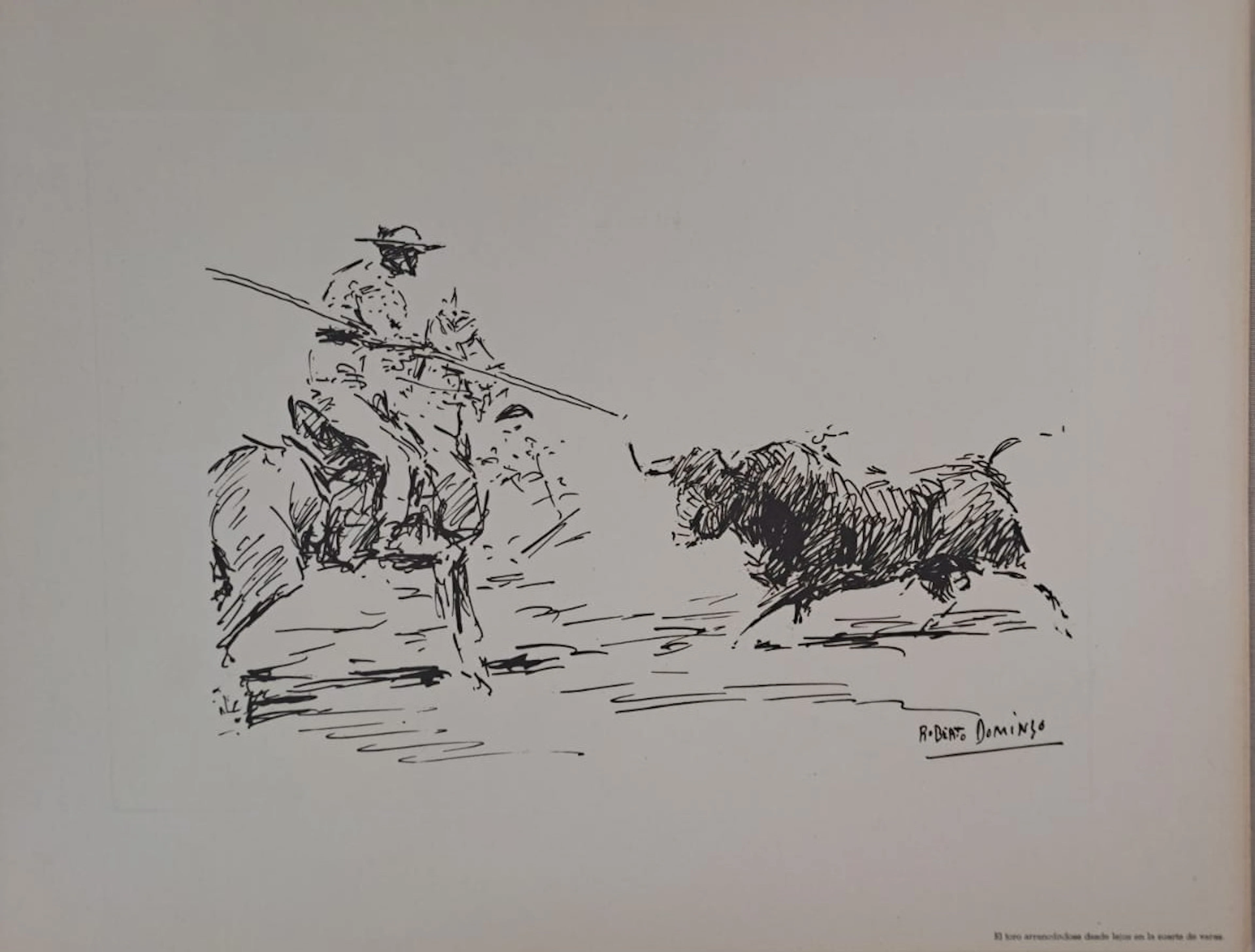 Roberto Domingo y Fallola - El toro arrancandose desde lejos en la