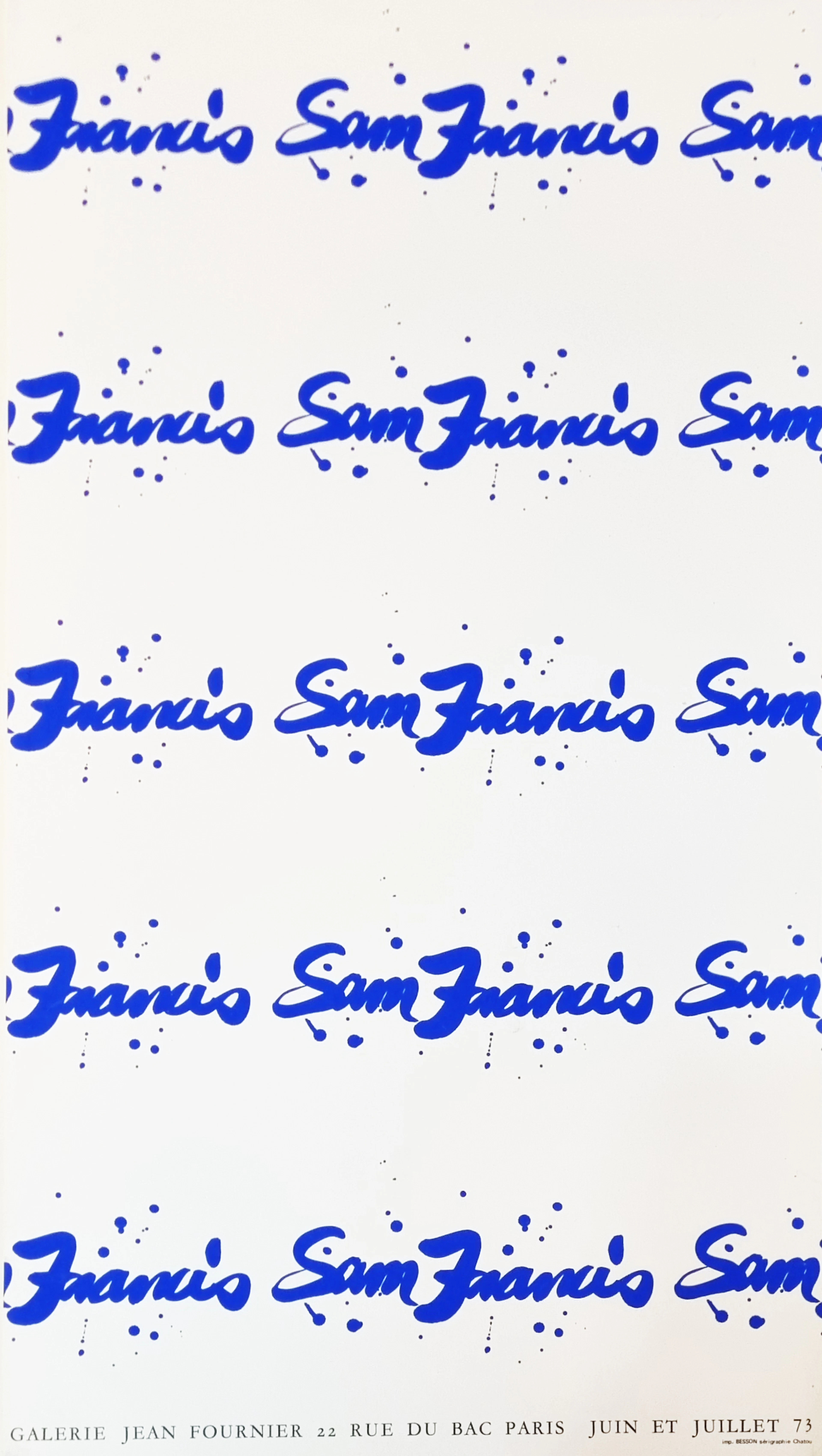Sam Francis, affiche originale - exposition galerie Jean Fournier, 1973