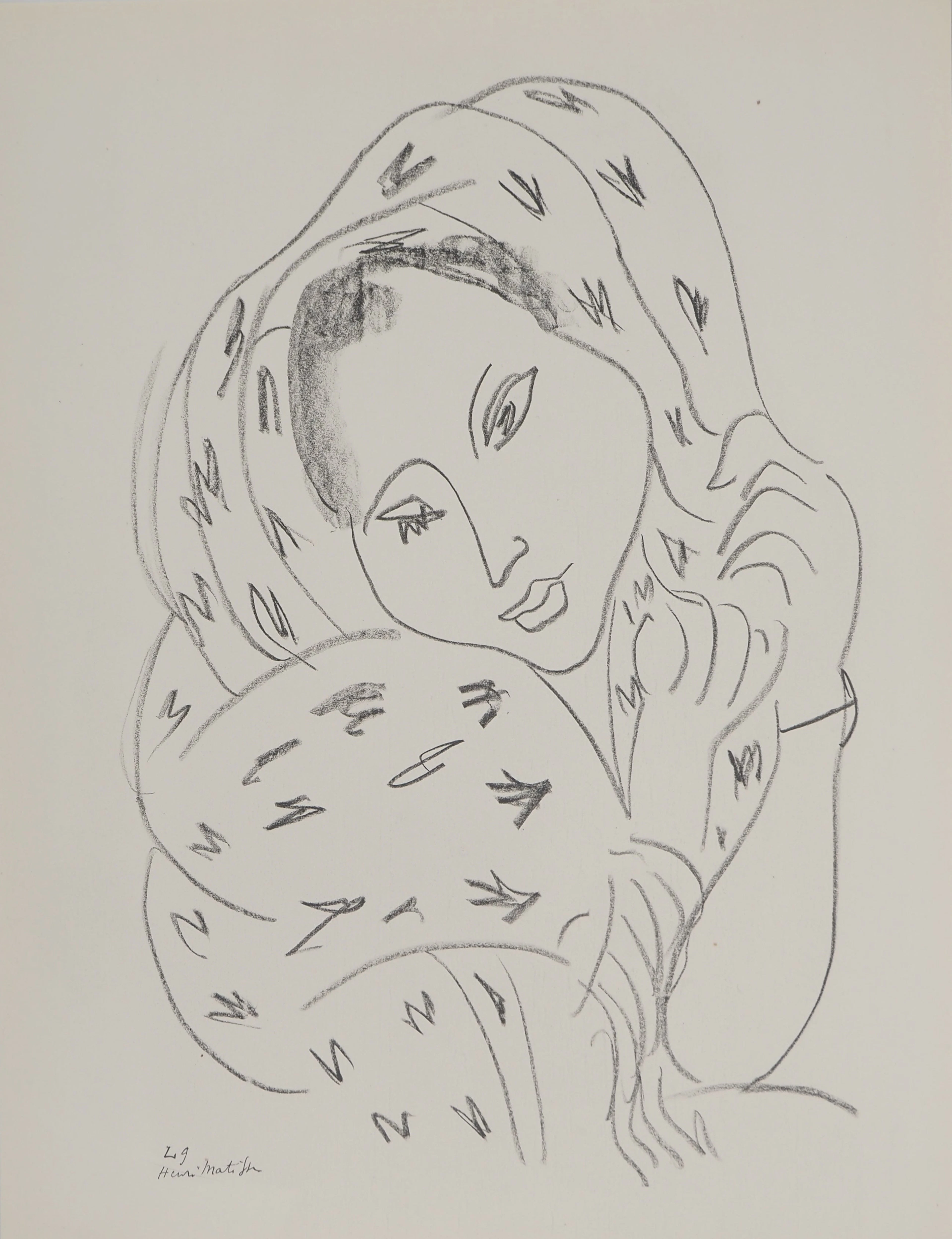 Henri MATISSE : Mère et enfant, Lithographie signée