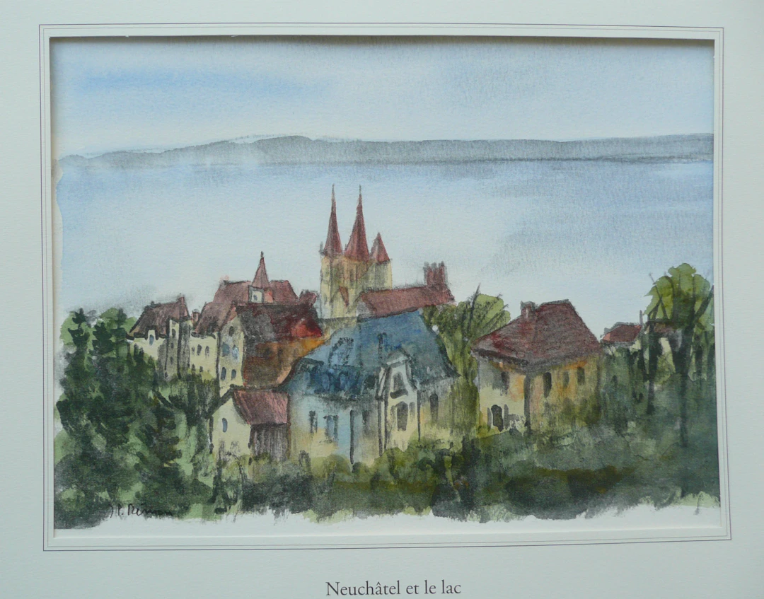 Jean Pierre REMON - Neuchâtel et le lac, 2010 - Aquarelle signée