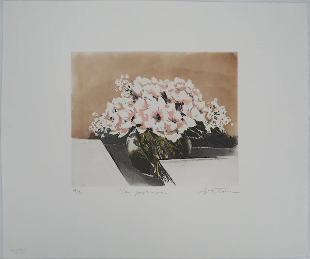 Annapia ANTONINI Les pivoines, 1968 - Gravure sur cuivre originale