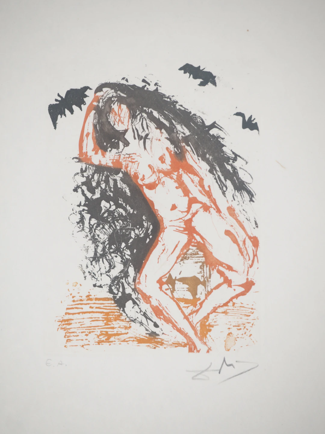 Salvador DALI : La paresse, Gravure originale signée