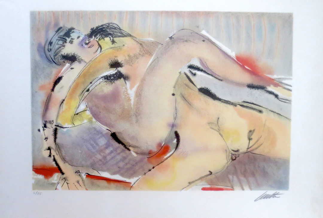 Wolf REUTHER - Le couple - Lithographie originale signée au crayon