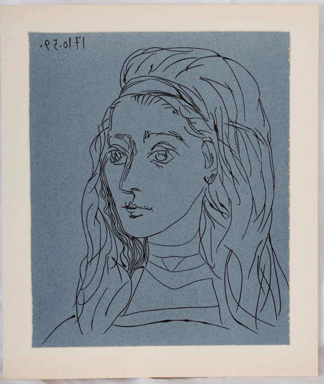 Pablo PICASSO : Portrait de Jacqueline - Linogravure (1962)