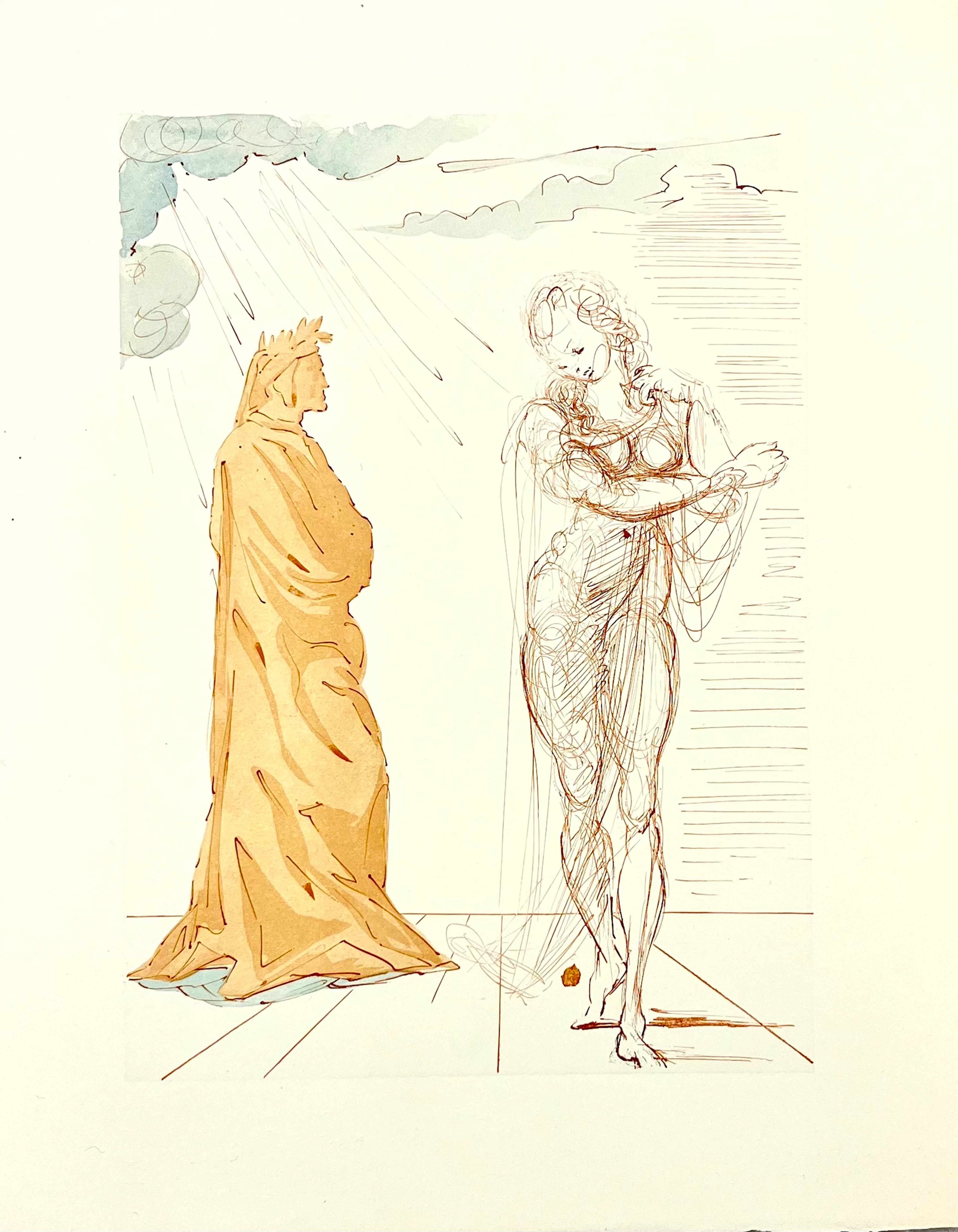 Salvador Dali - Bois original gravé - "Virgile réconforte Dante"