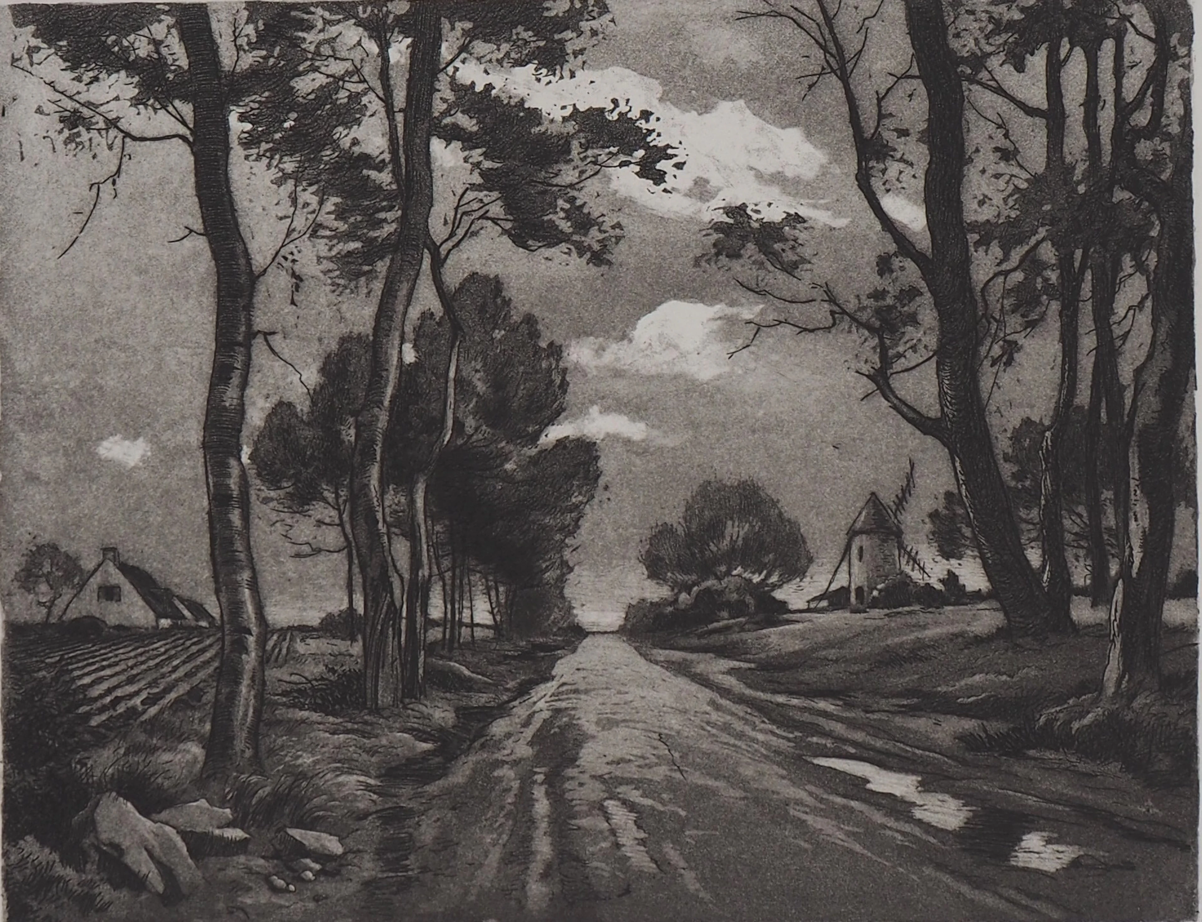 Eugène Delâtre - Le moulin à vent - Gravure originale
