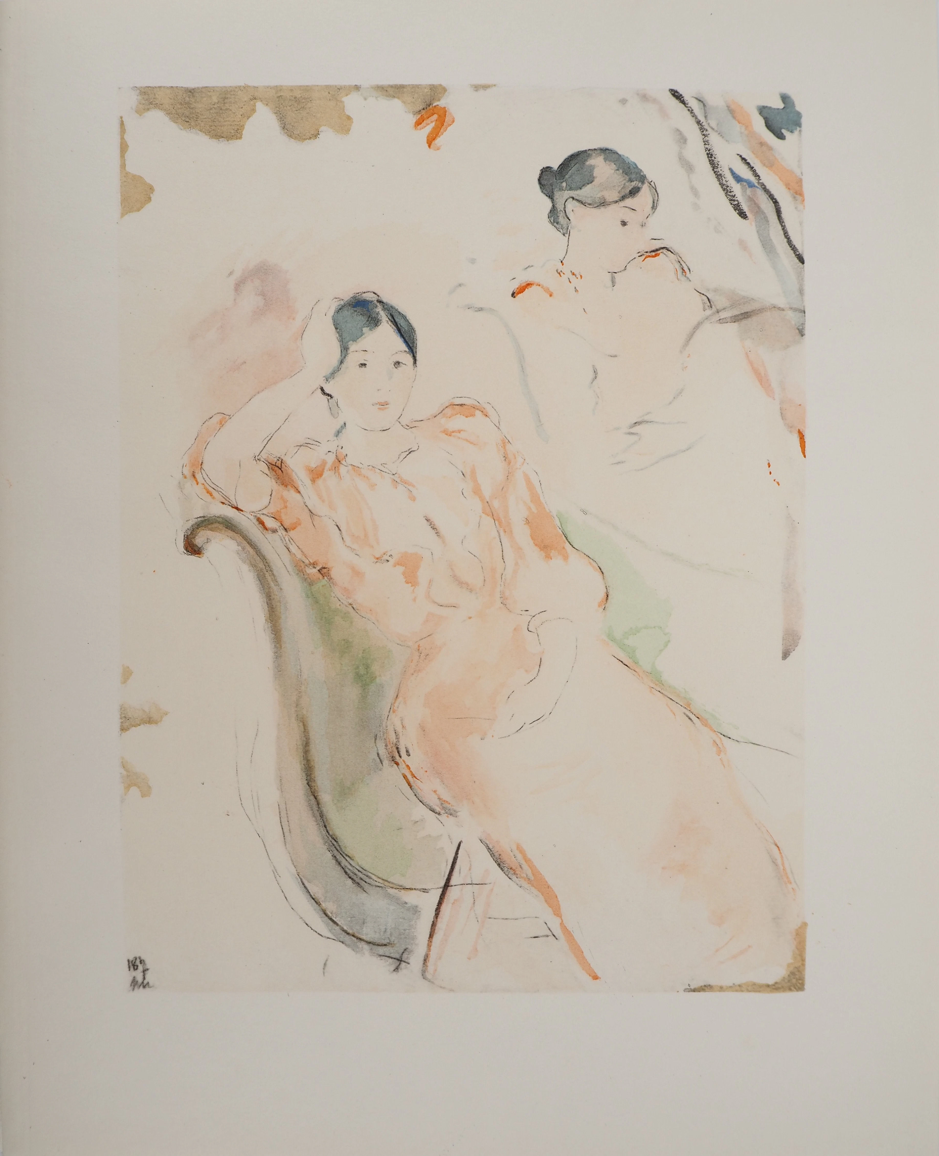 Berthe MORISOT : Jeune femme rêvant, Lithographie signée