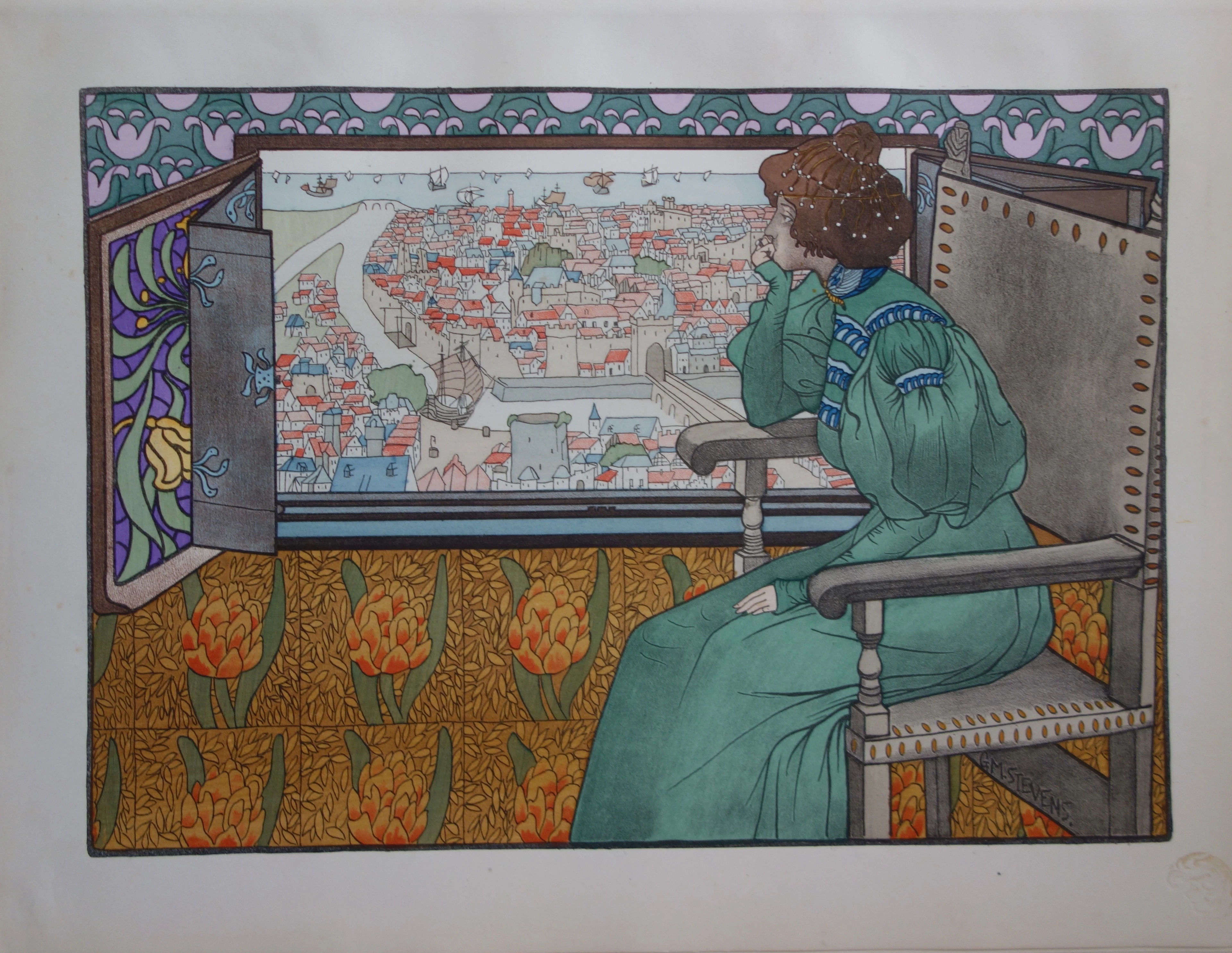 Gustave-Max STEVENS : Solveig, Lithographie originale signée (1897)