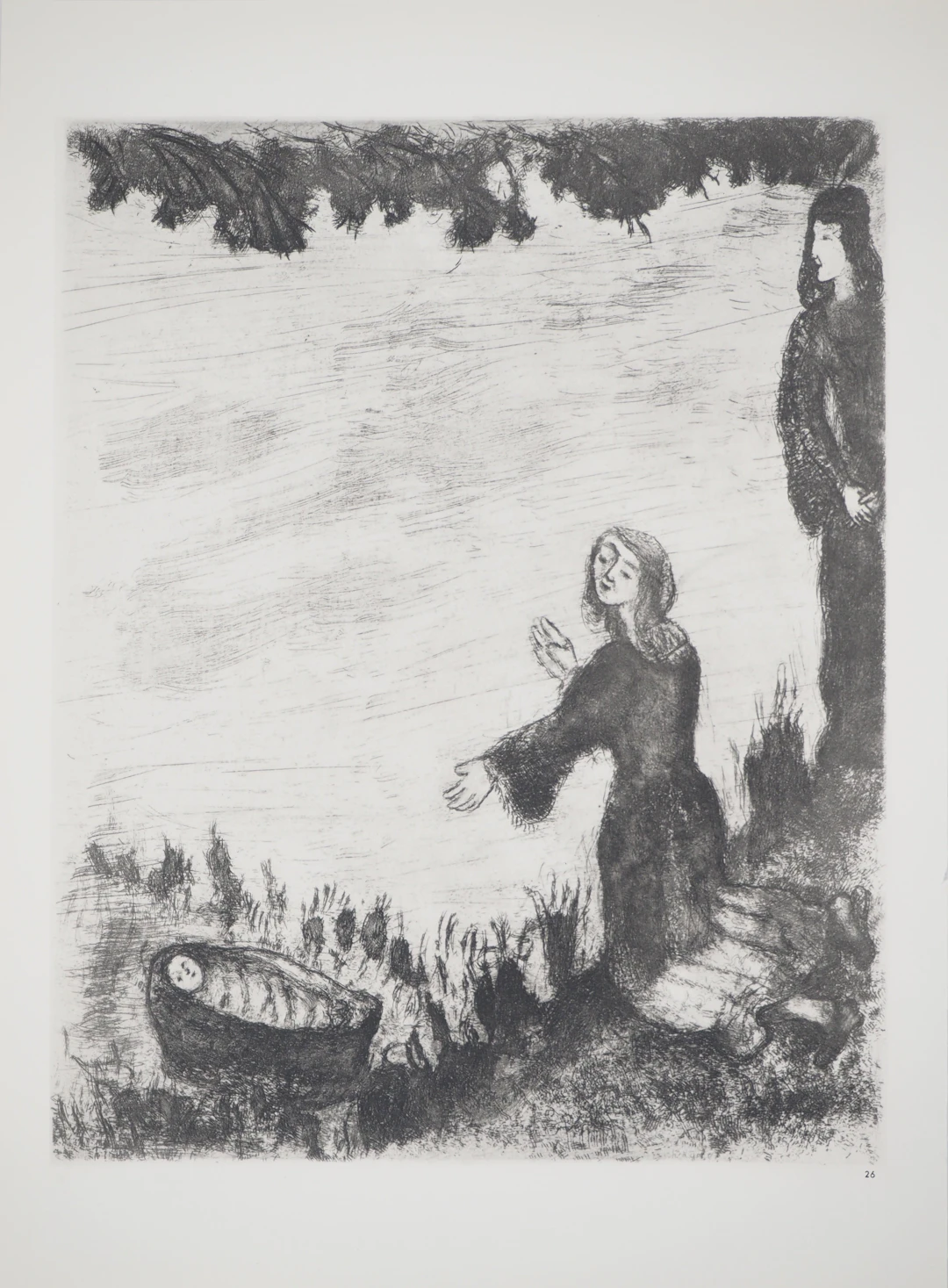 Marc CHAGALL : Moise sauvé des eaux, Héliogravure originale