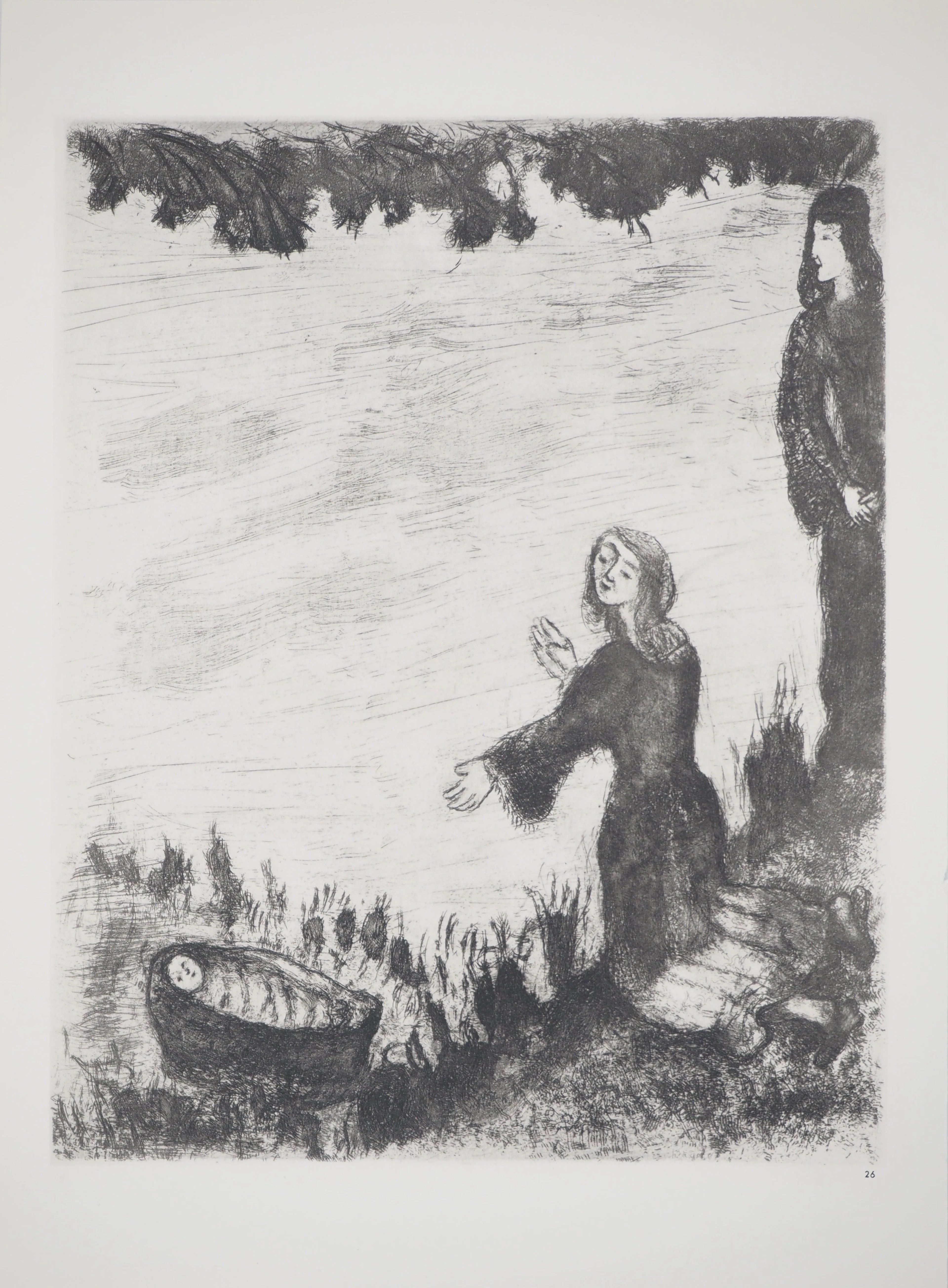 Marc CHAGALL : Moise sauvé des eaux, Héliogravure originale
