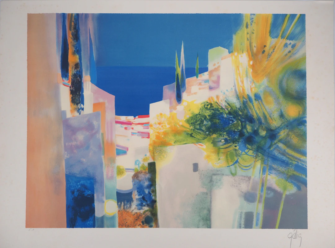 Daniel GELIS : Un été à Mikonos - Lithographie Originale Signée