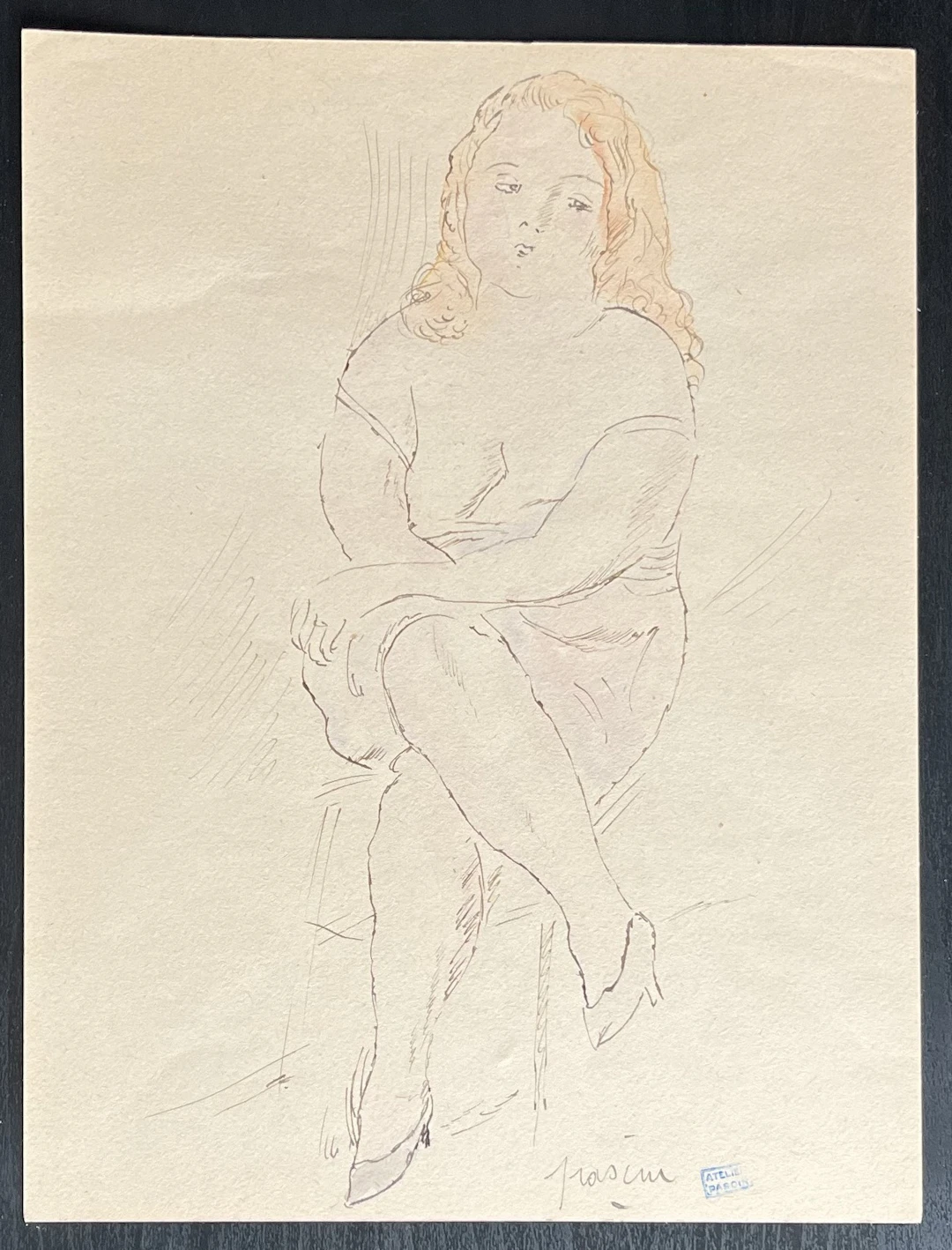 Jules PASCIN - Jeune femme assise - dessin original