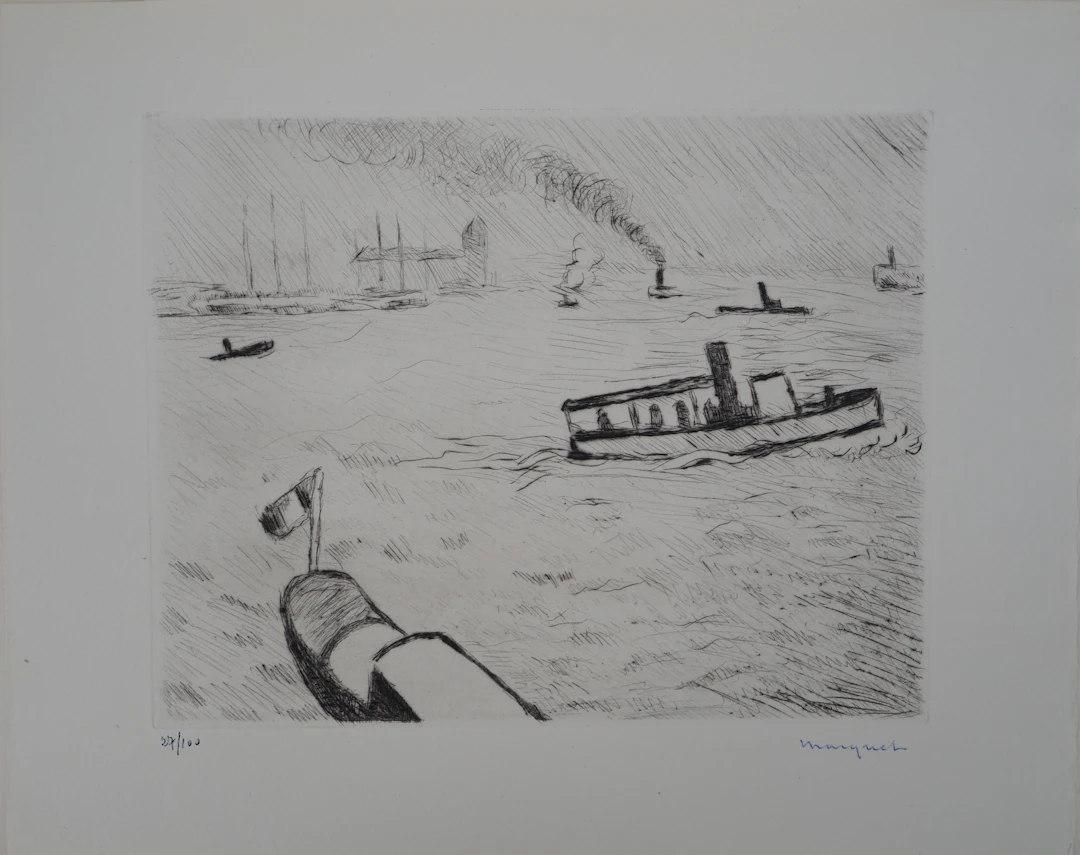 Albert MARQUET - Hambourg, 1947 - Pointe-sèche originale, signée