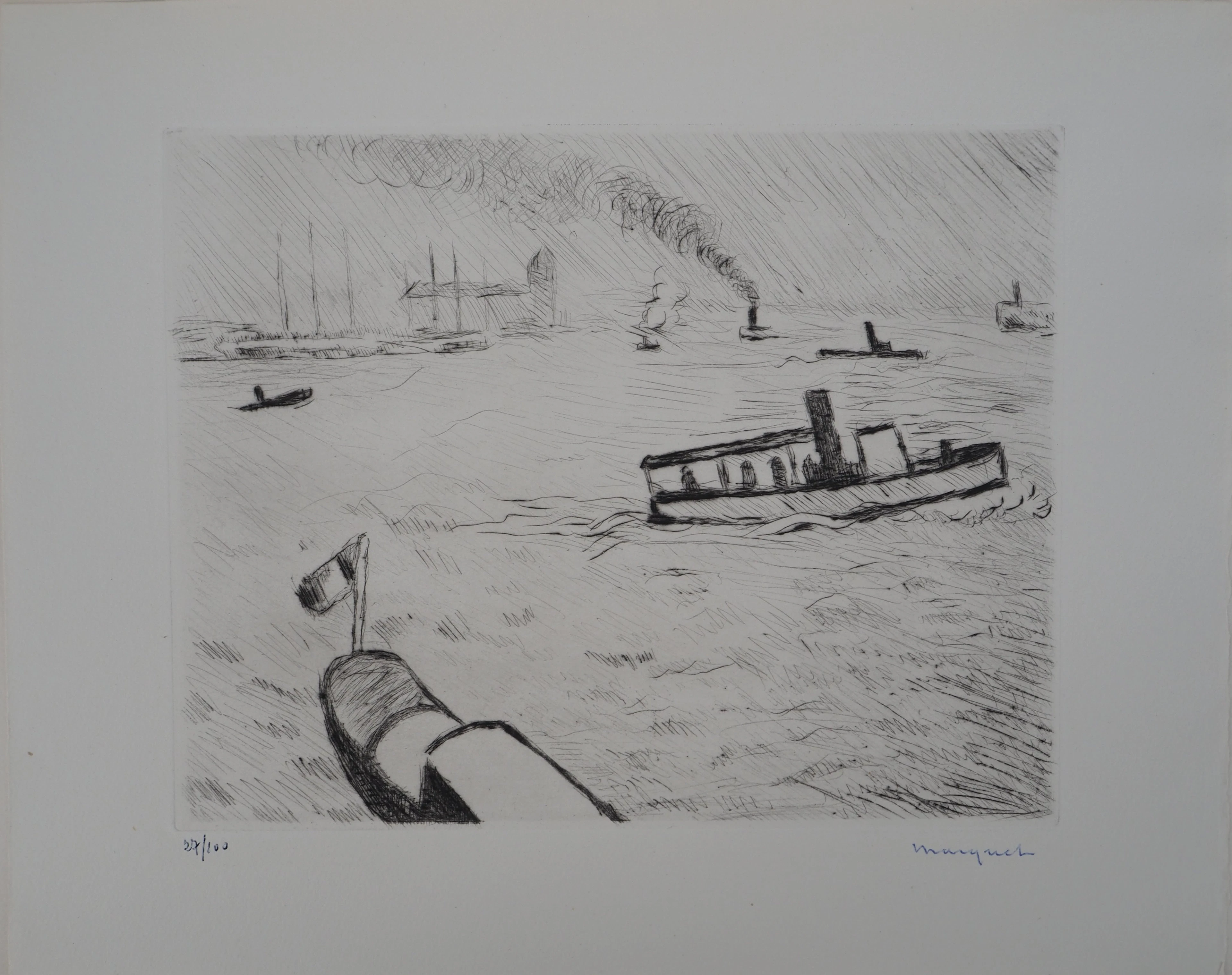 Albert MARQUET - Hambourg, 1947 - Pointe-sèche originale, signée