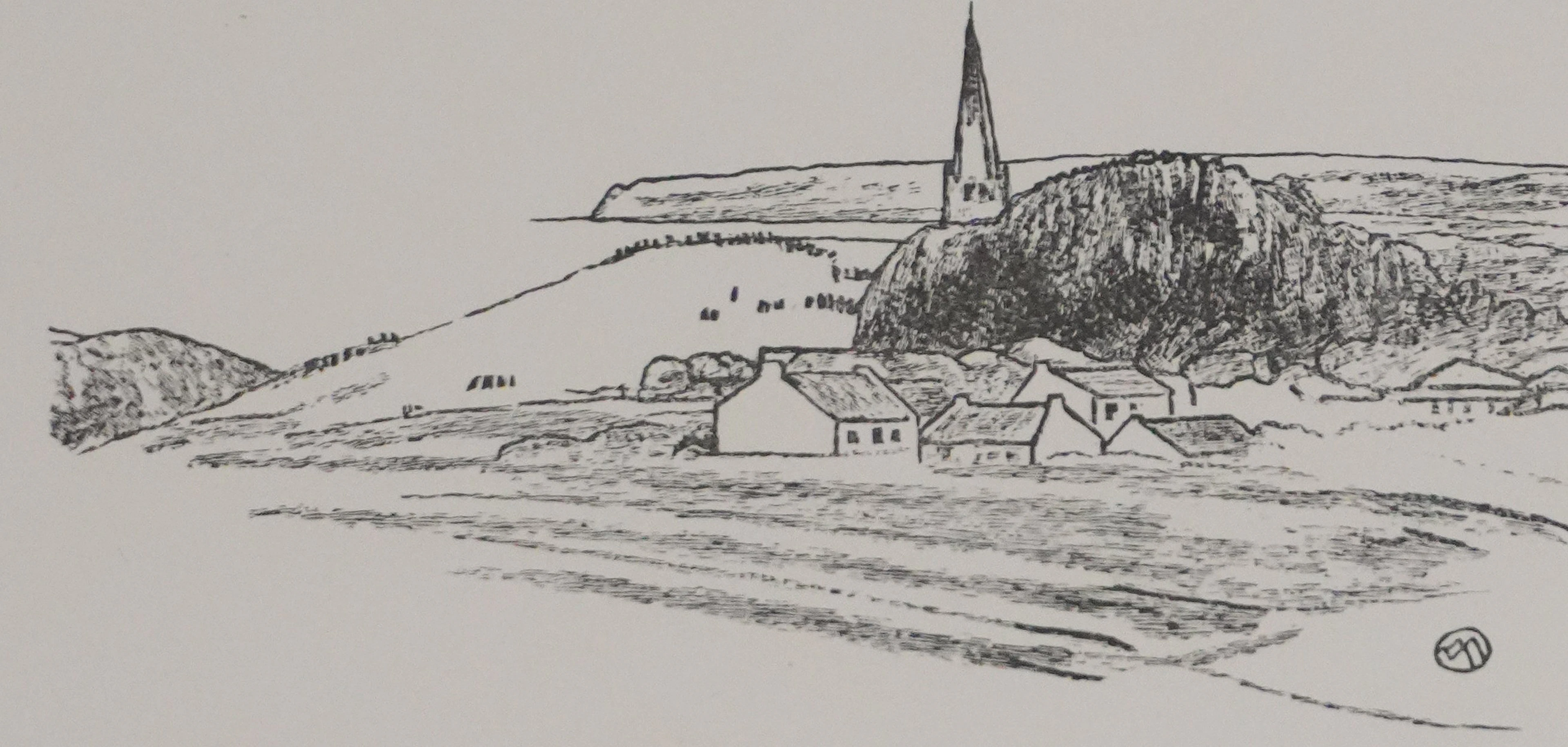 Mathurin MEHEUT : Bretagne, Village en bord de mer (Noir), Gravure