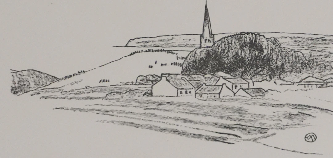 Mathurin MEHEUT : Bretagne, Village en bord de mer (Noir), Gravure