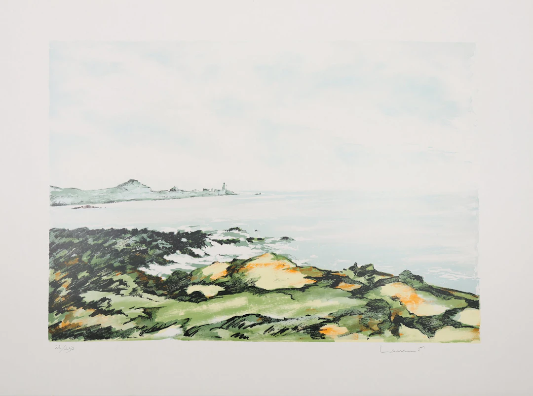Jean-Pierre LAURENT : marée basse à Douarnenez, Lithographie originale signée