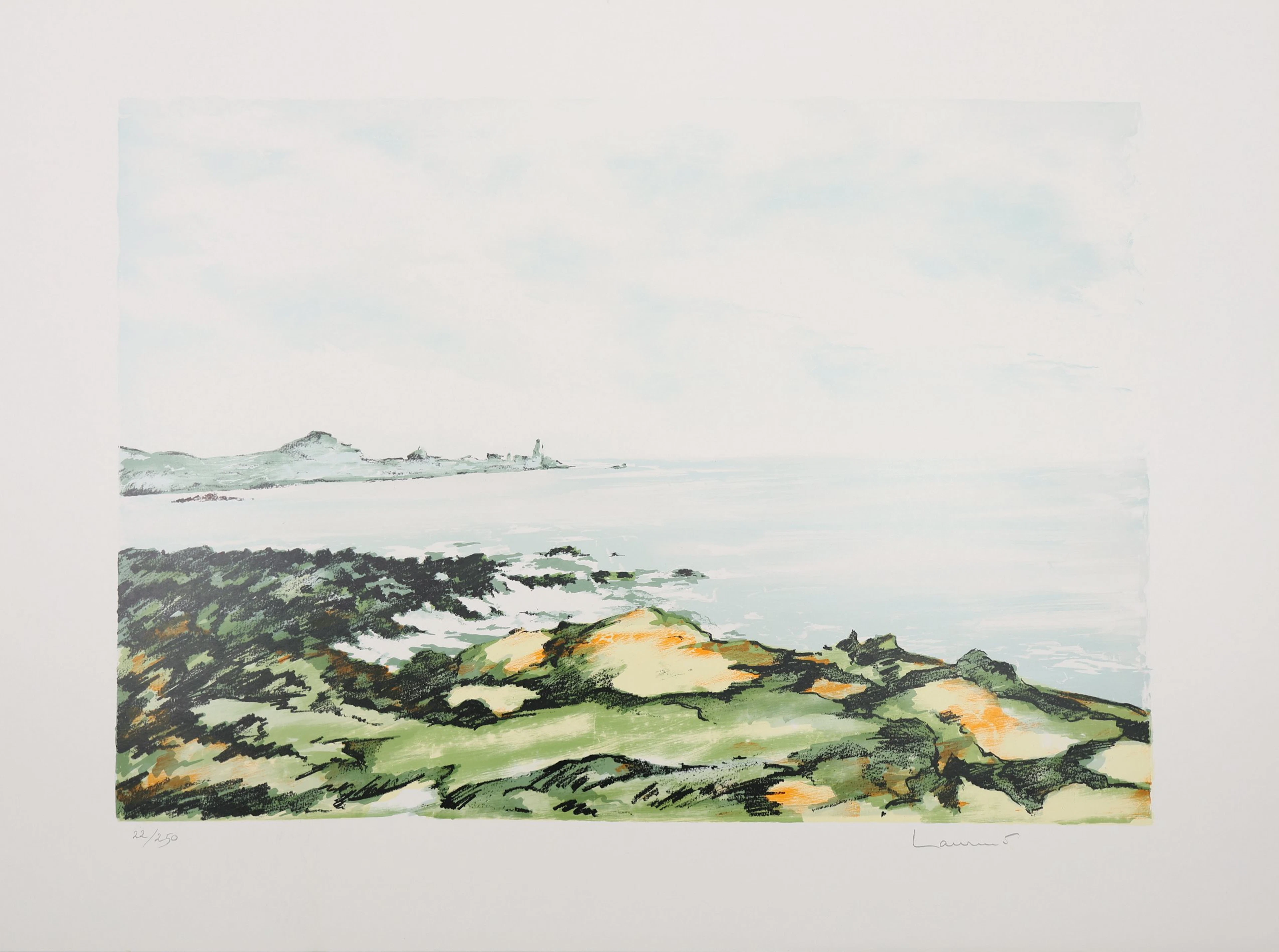 Jean-Pierre LAURENT : marée basse à Douarnenez, Lithographie originale signée