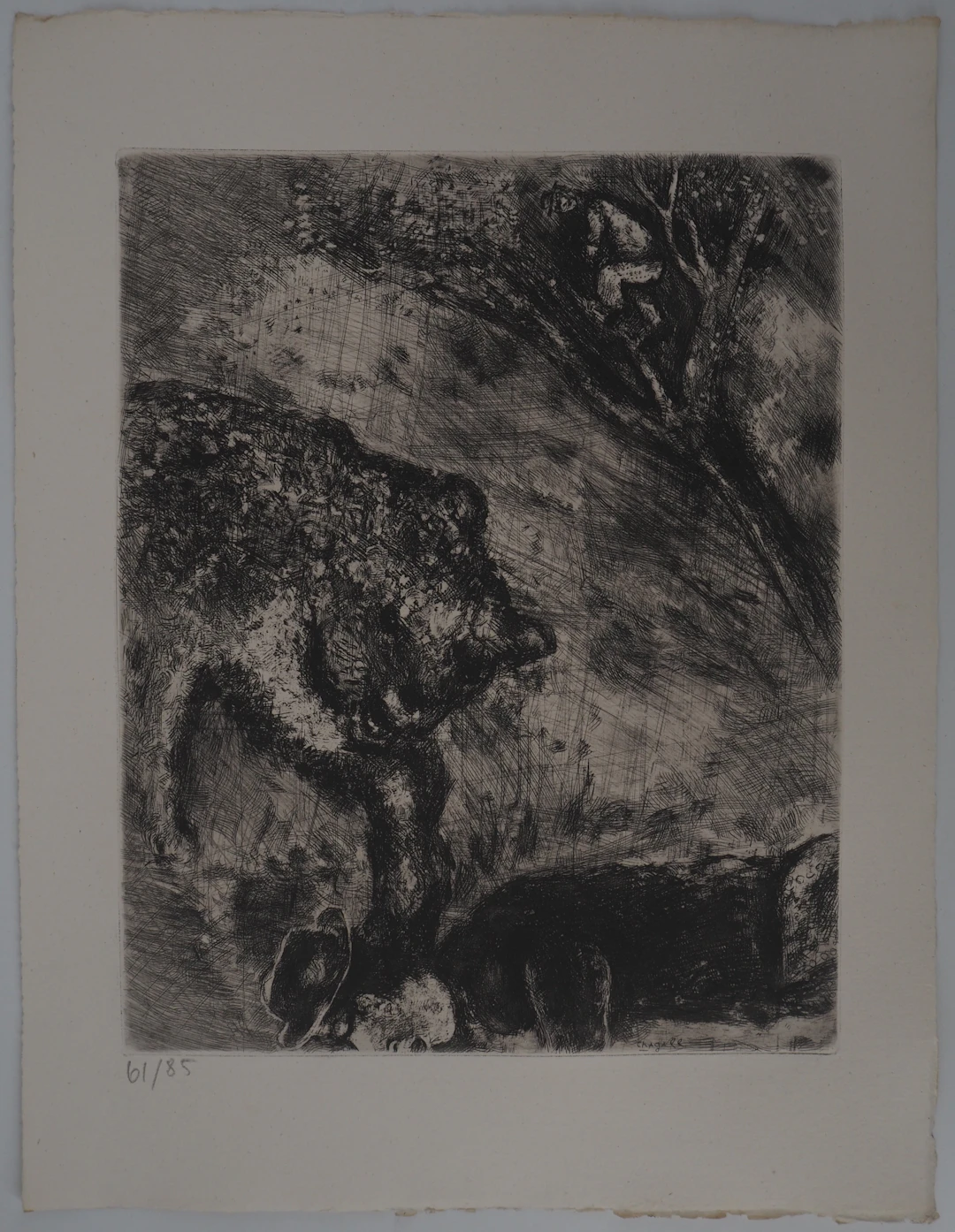 Marc CHAGALL : La fuite, Gravure originale signée