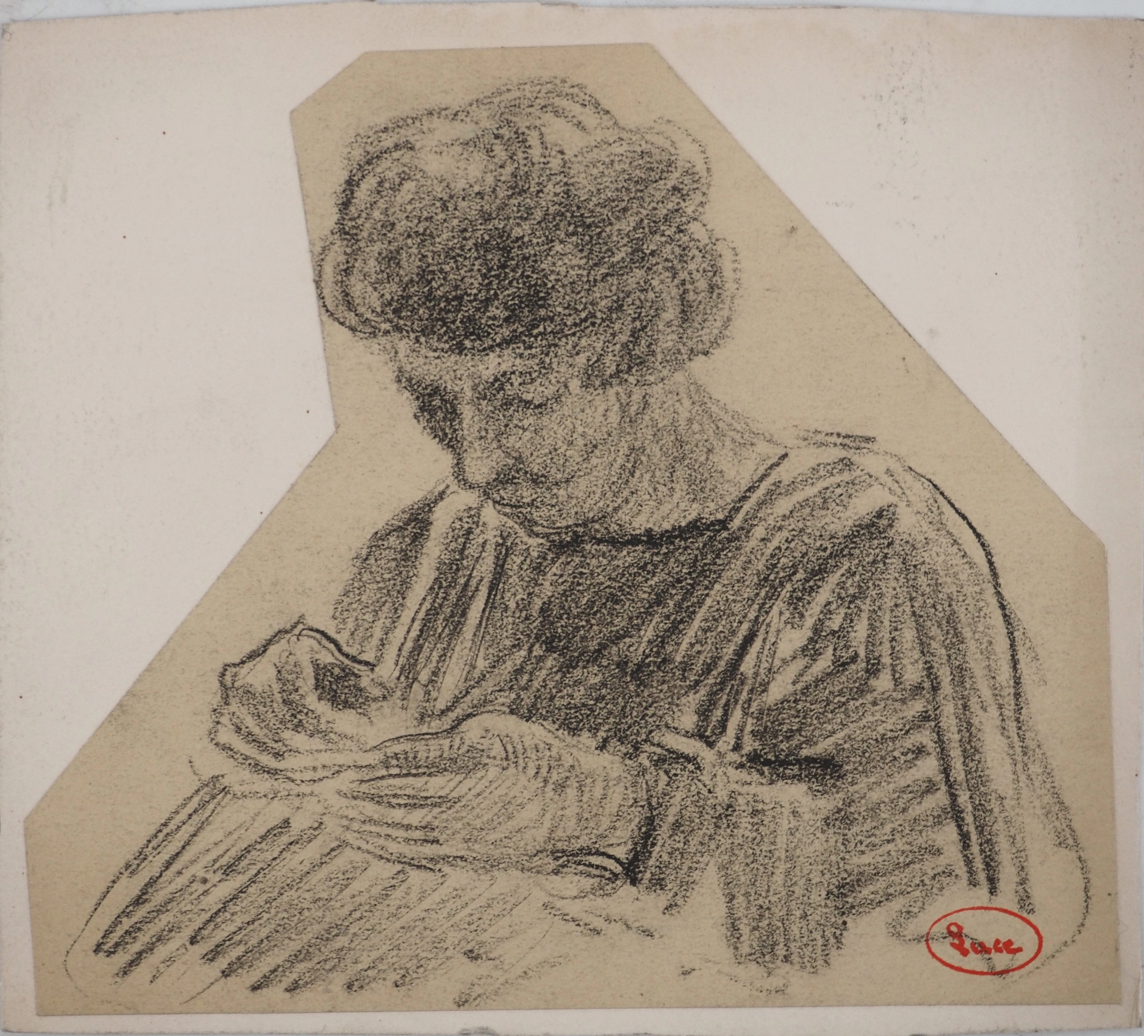 Maximilien LUCE : La couturière, Dessin original signé
