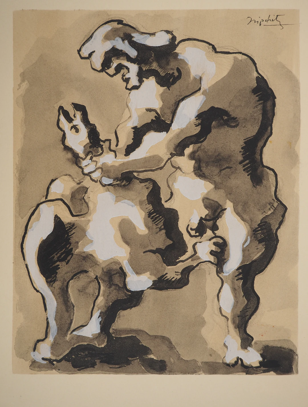 Jacques LIPCHITZ : Le vautour, Lithographie originale, Signée