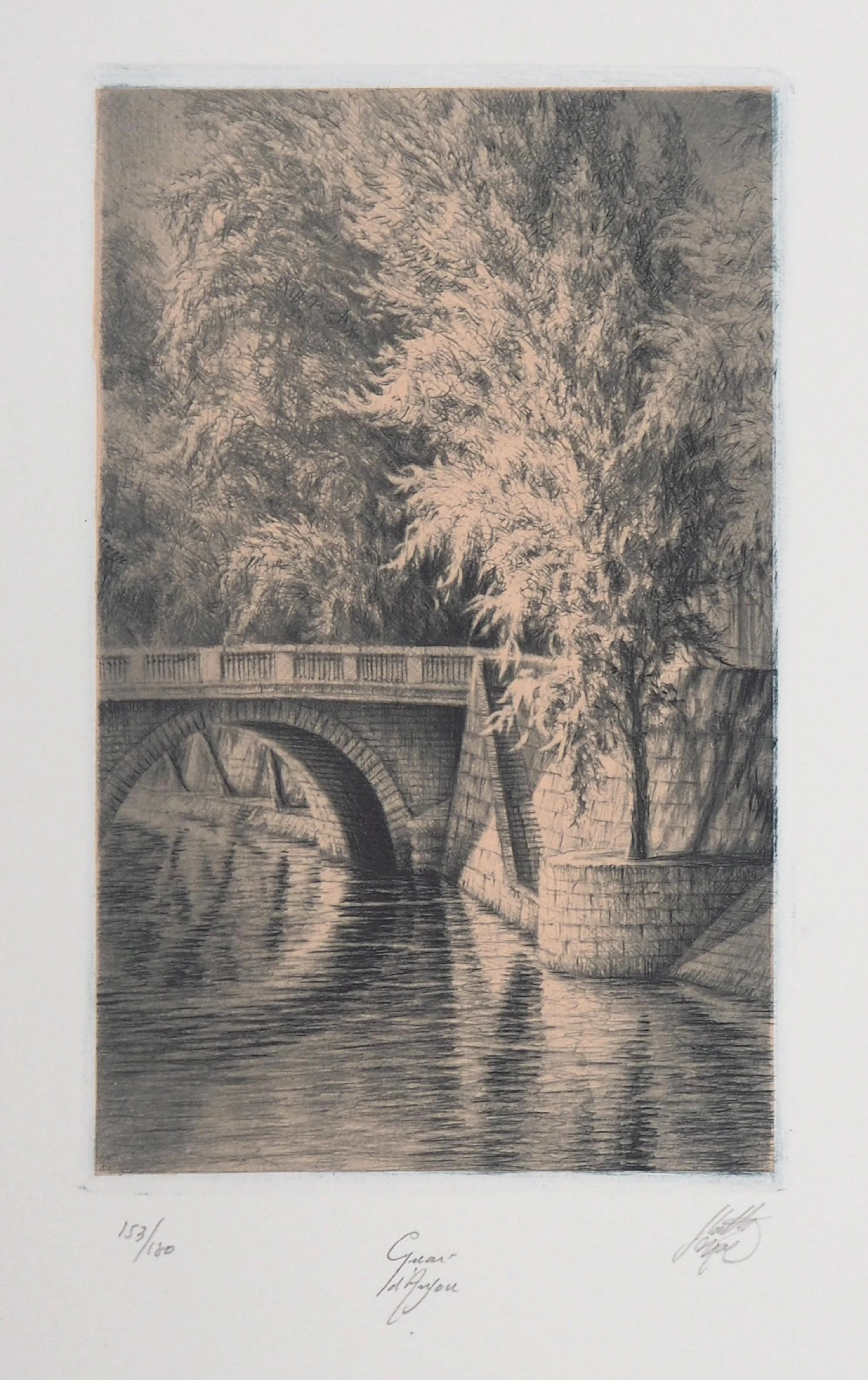 Jean Michel MATHIEUX-MARIE: Quai d’Anjou, Paris - Gravure originale