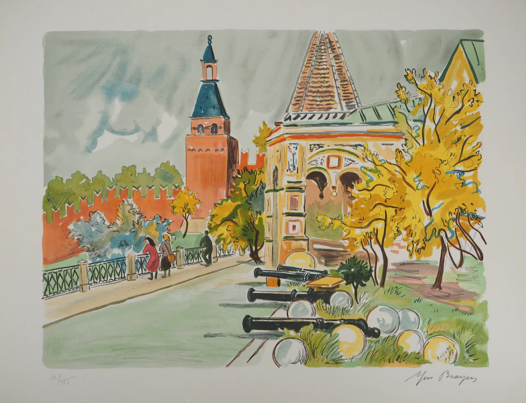 Yves BRAYER : Architecture russe, Lithographie originale signée