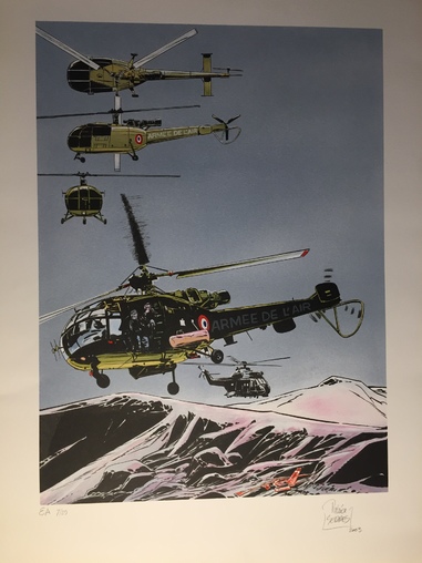 Patrice SERRES - Les Chevaliers du Ciel, Hélicoptères, 2004, Lithographie