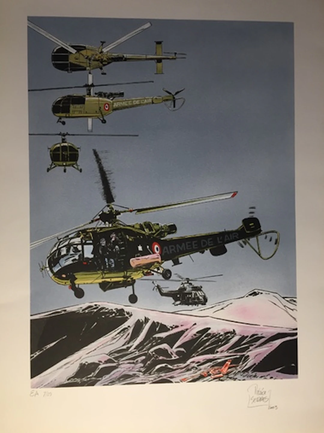 Patrice SERRES - Les Chevaliers du Ciel, Hélicoptères, 2004, Lithographie