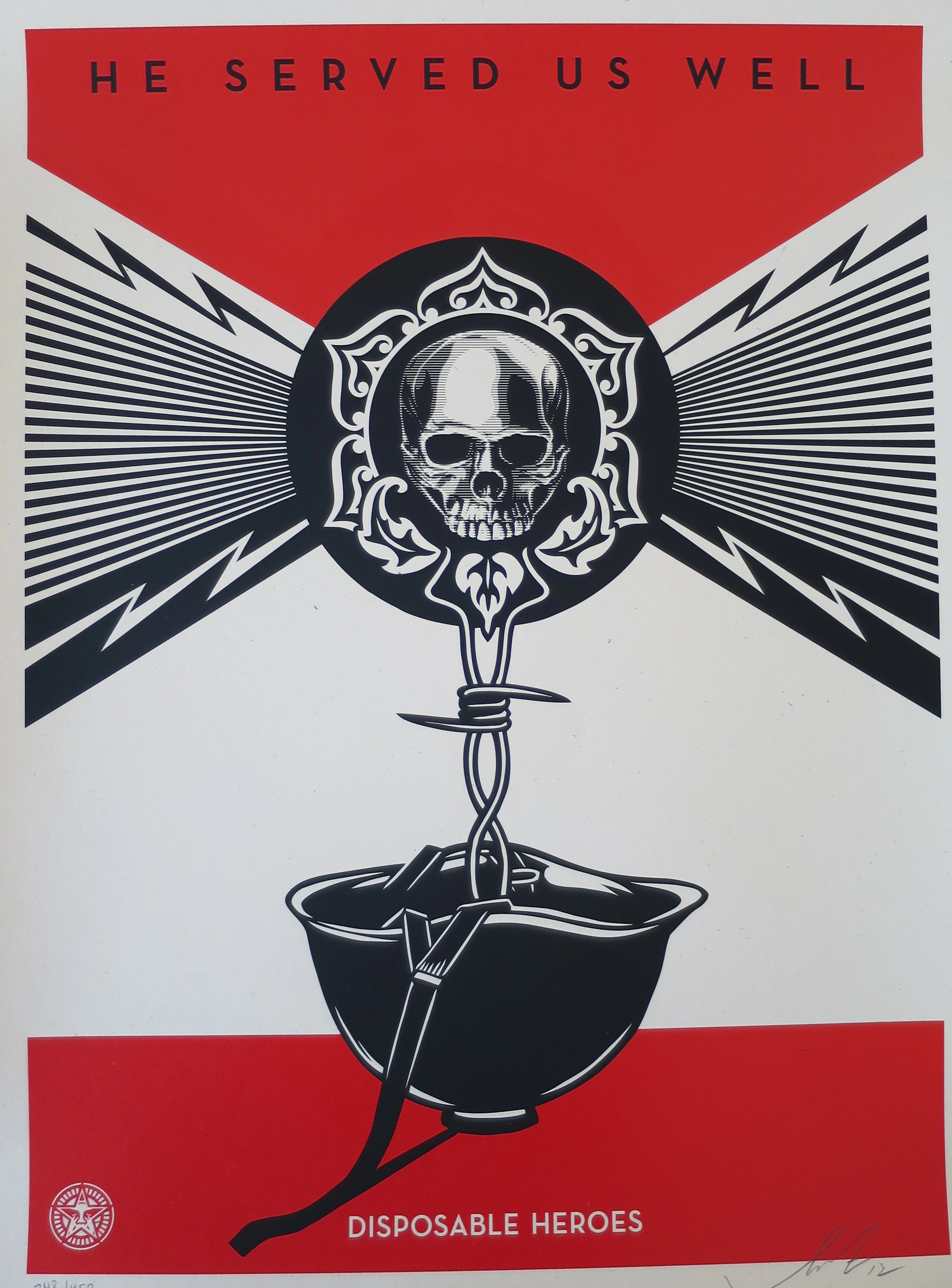 Shepard FAIREY (Obey) - Disposable Heroes, 2012 - Sérigraphie signée au crayon