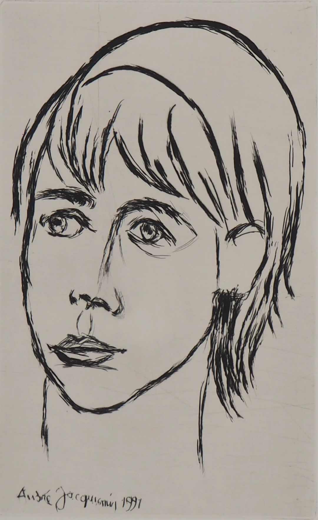 André Jacquemin - Caractère : portrait d’une jeune fille - Gravure