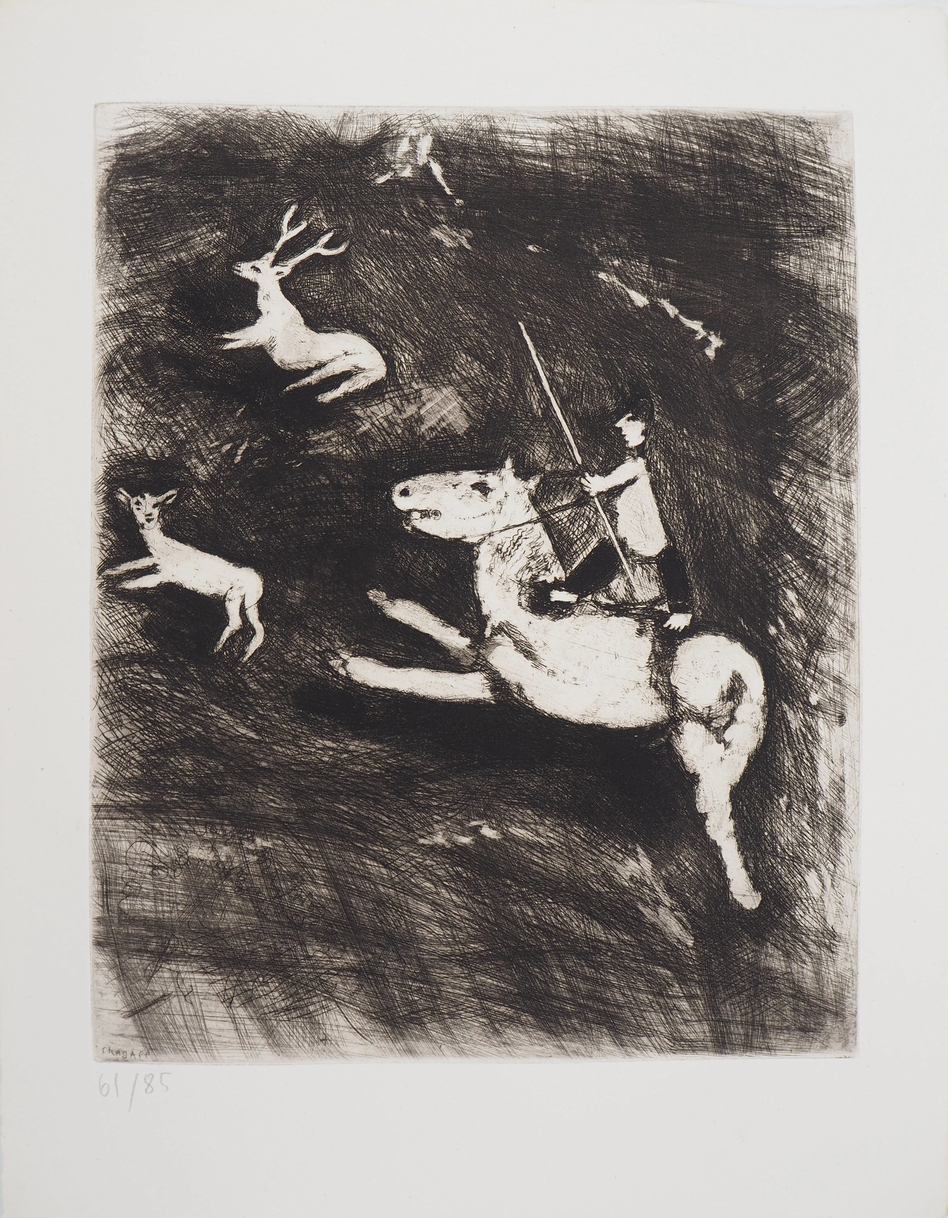 Marc CHAGALL : La chevauchée, Gravure originale signée