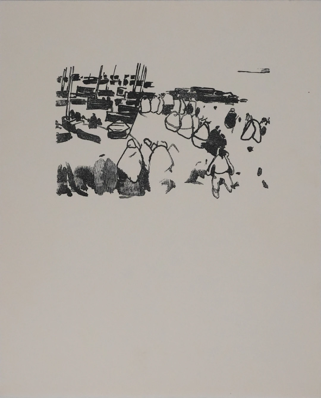 Mathurin MEHEUT : Bretagne, L'arrivée de la Croix (Noir), Gravure