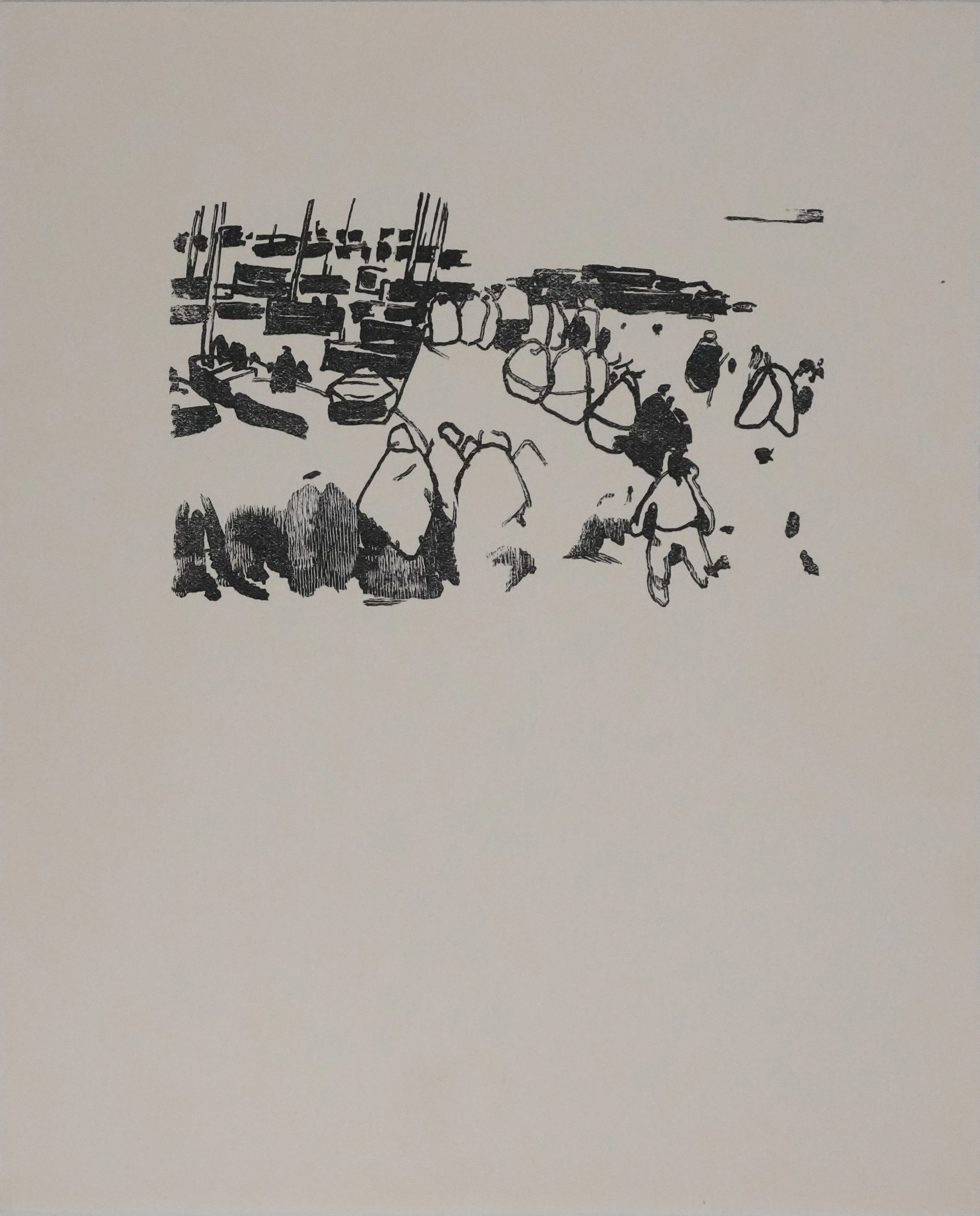 Mathurin MEHEUT : Bretagne, L'arrivée de la Croix (Noir), Gravure