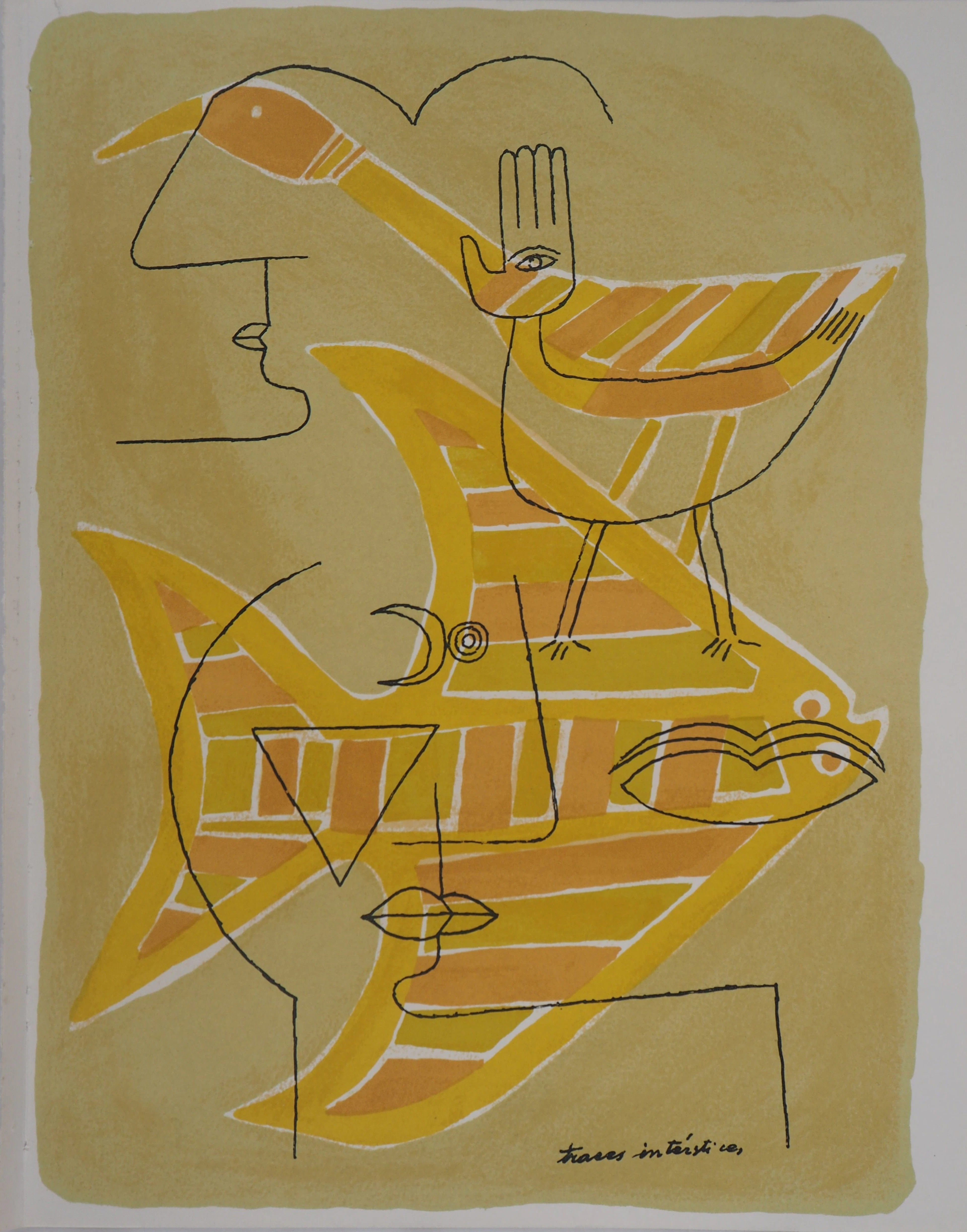 Victor BRAUNER : Portrait surréaliste (Traces interstices), Lithographie