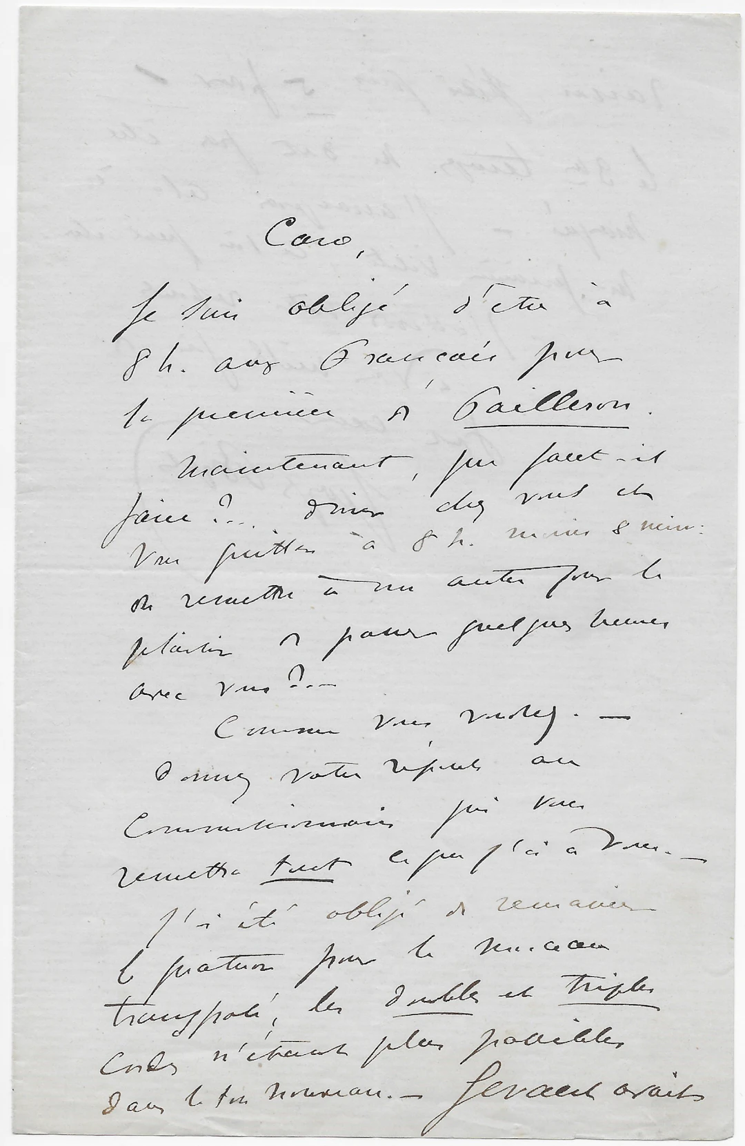 Georges BIZET Lettre autographe signée La jolie fille de Perth