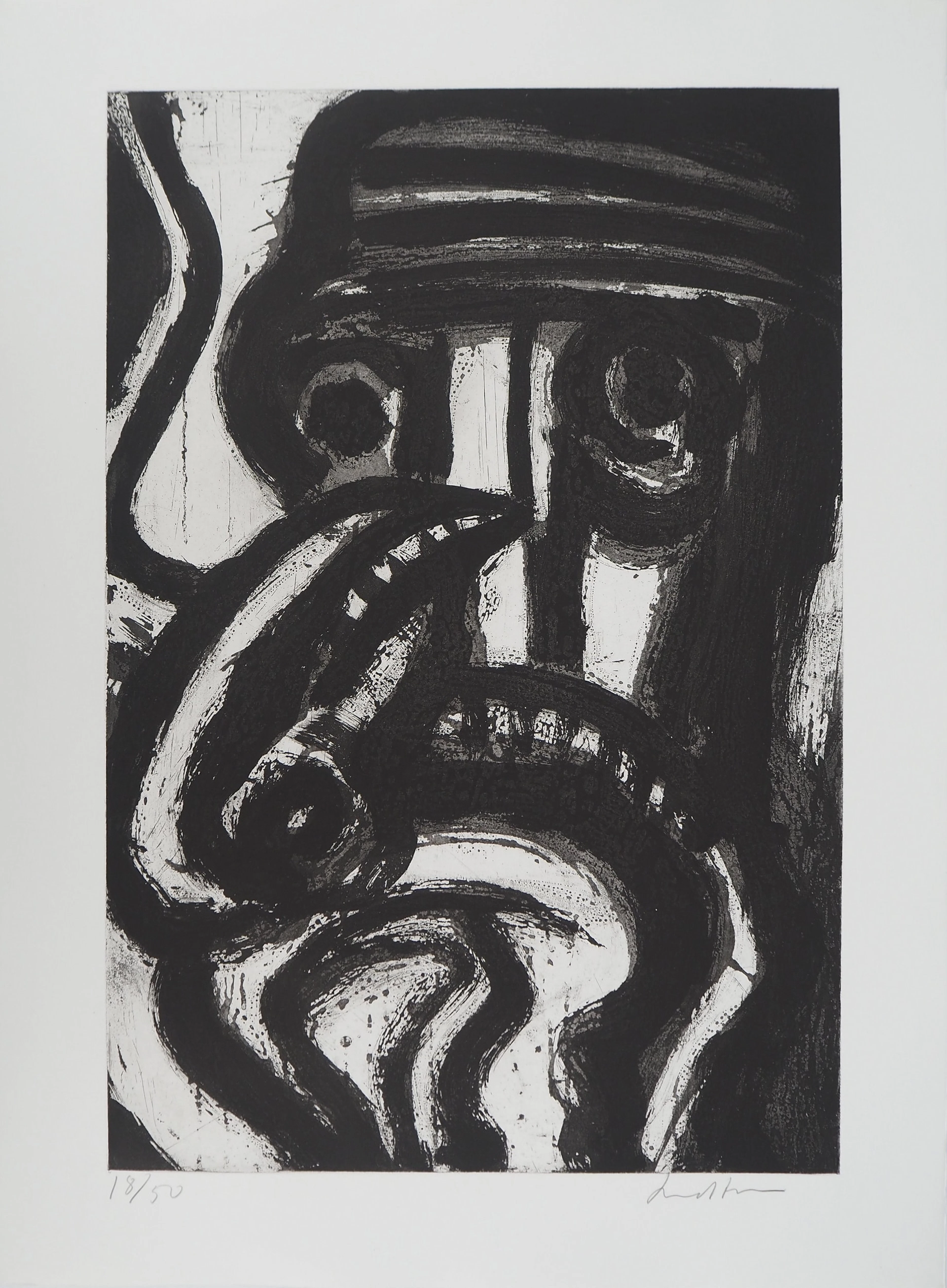 Bengt LINDSTROM : L’oiseau et le Chamane, Gravure originale signée