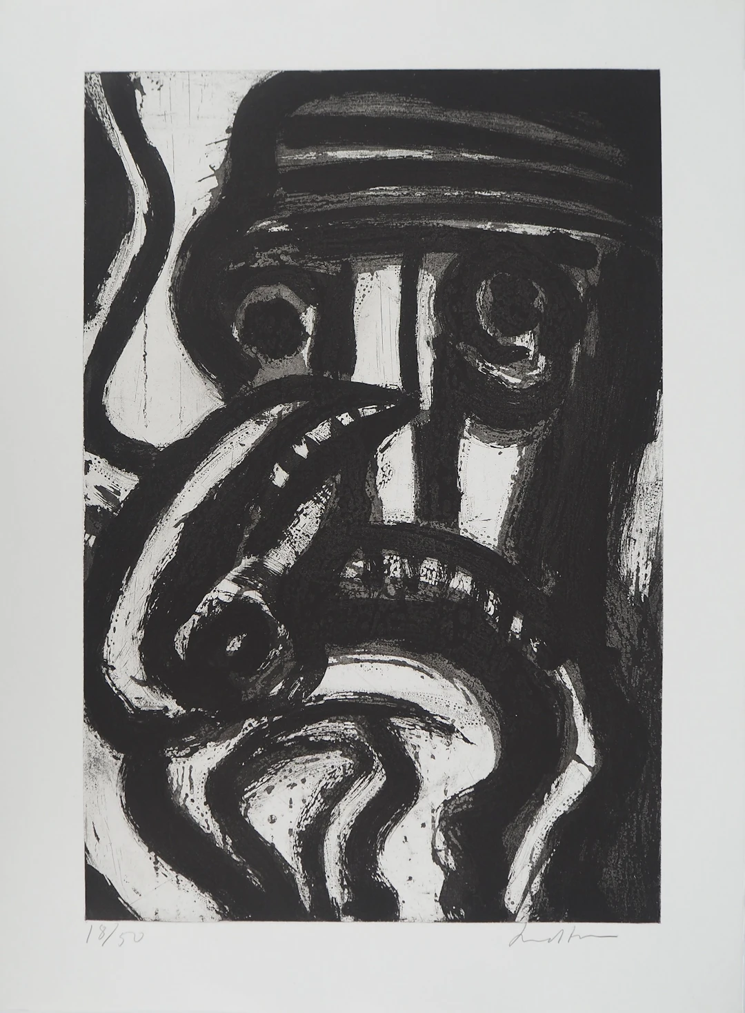 Bengt LINDSTROM : L’oiseau et le Chamane, Gravure originale signée