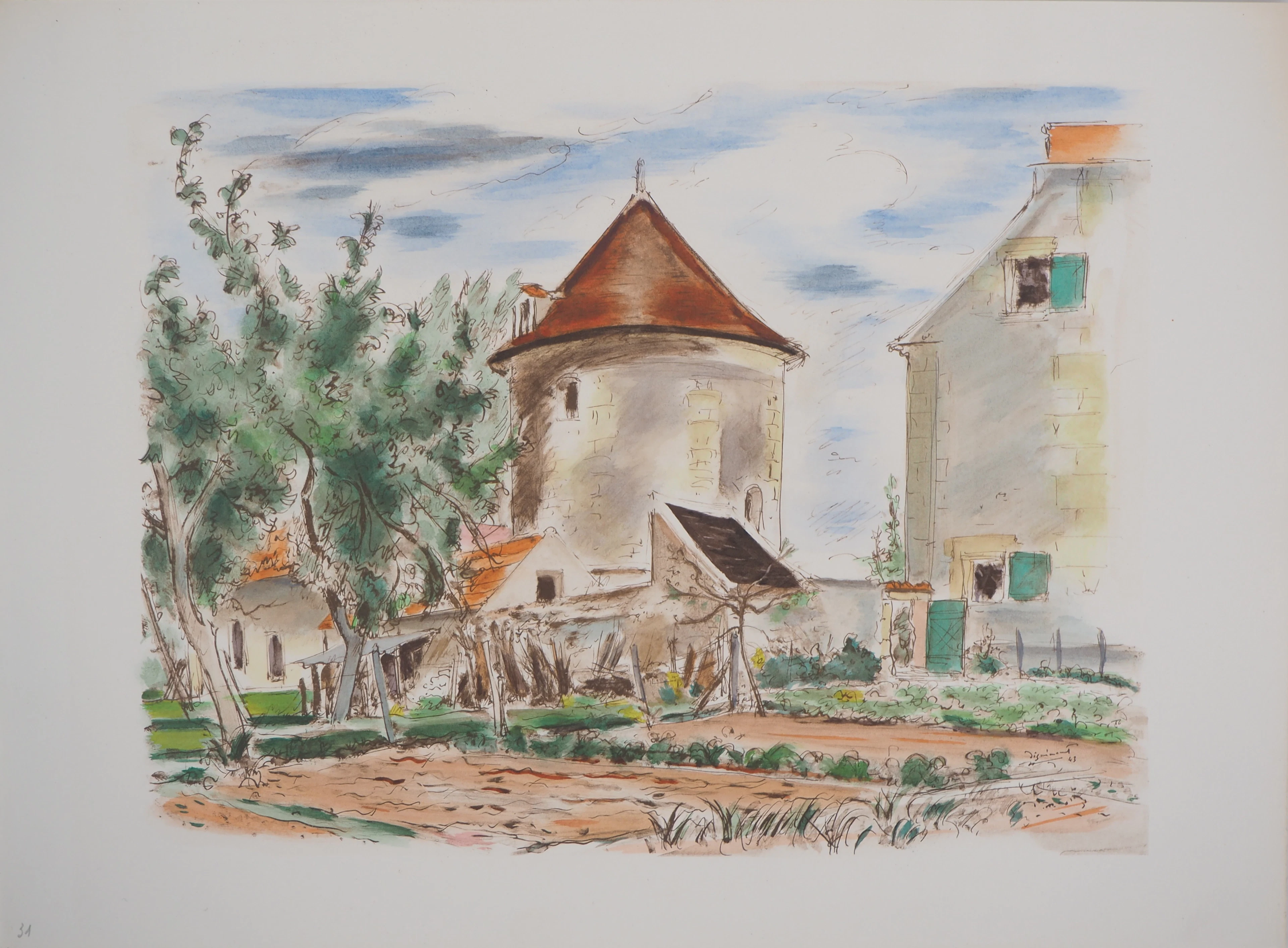 André DIGNIMONT - Brie : Le Vieux Colombier, 1946 - Lithographie originale