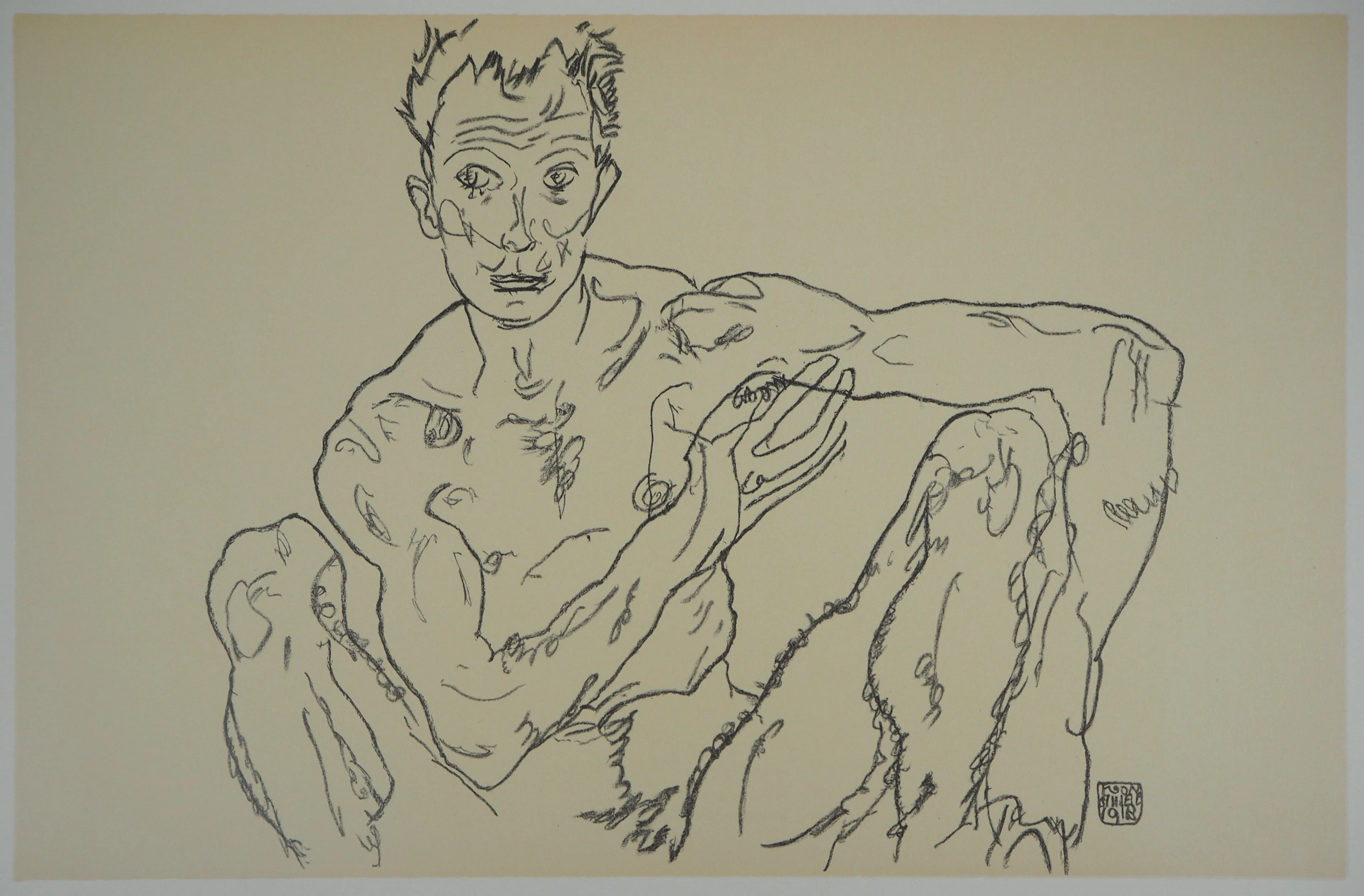 Egon SCHIELE (d’après) : Autoportrait - Lithographie signée