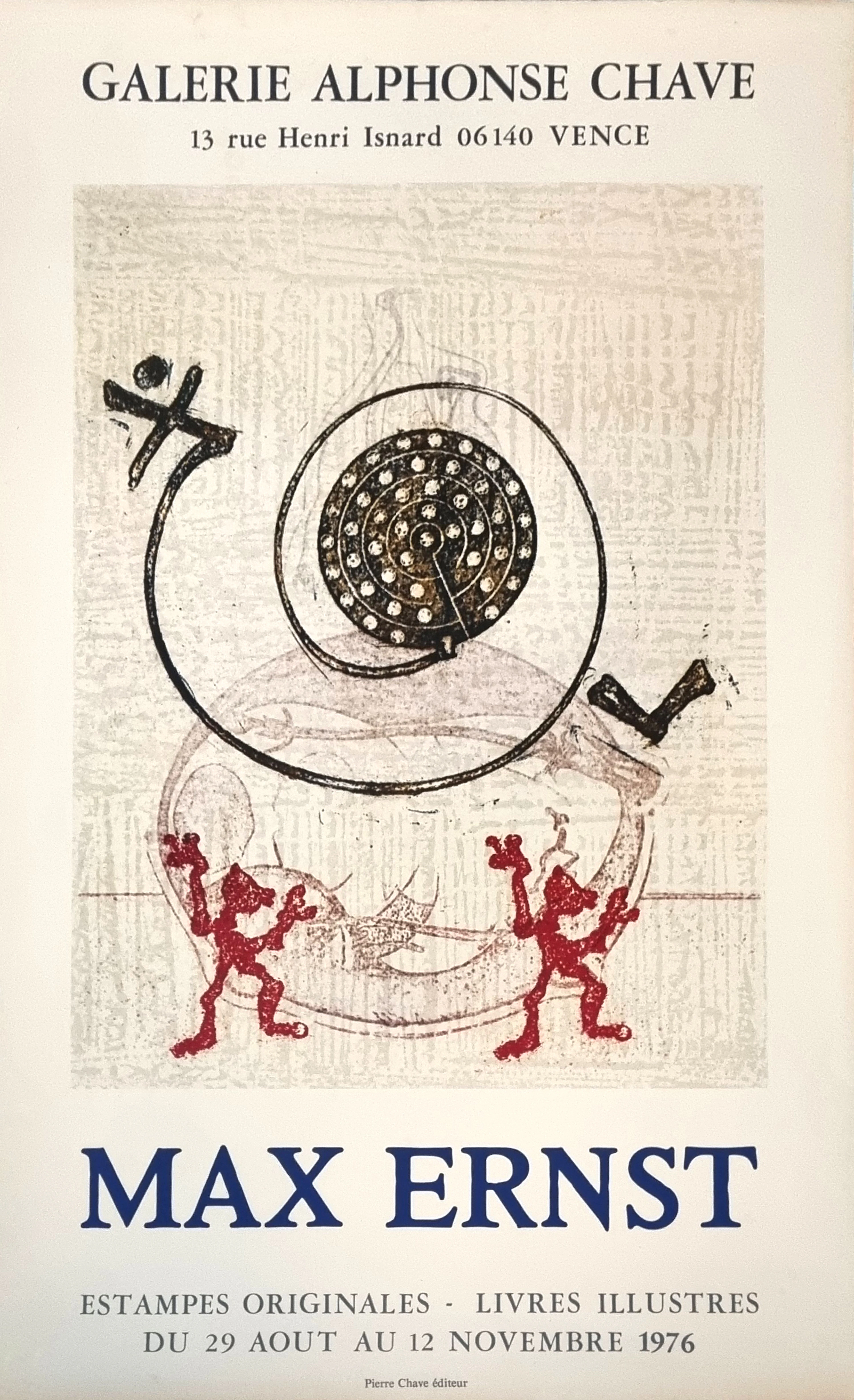 Max Ernst, Affiche Galerie Chave sur papier Arches, 1976
