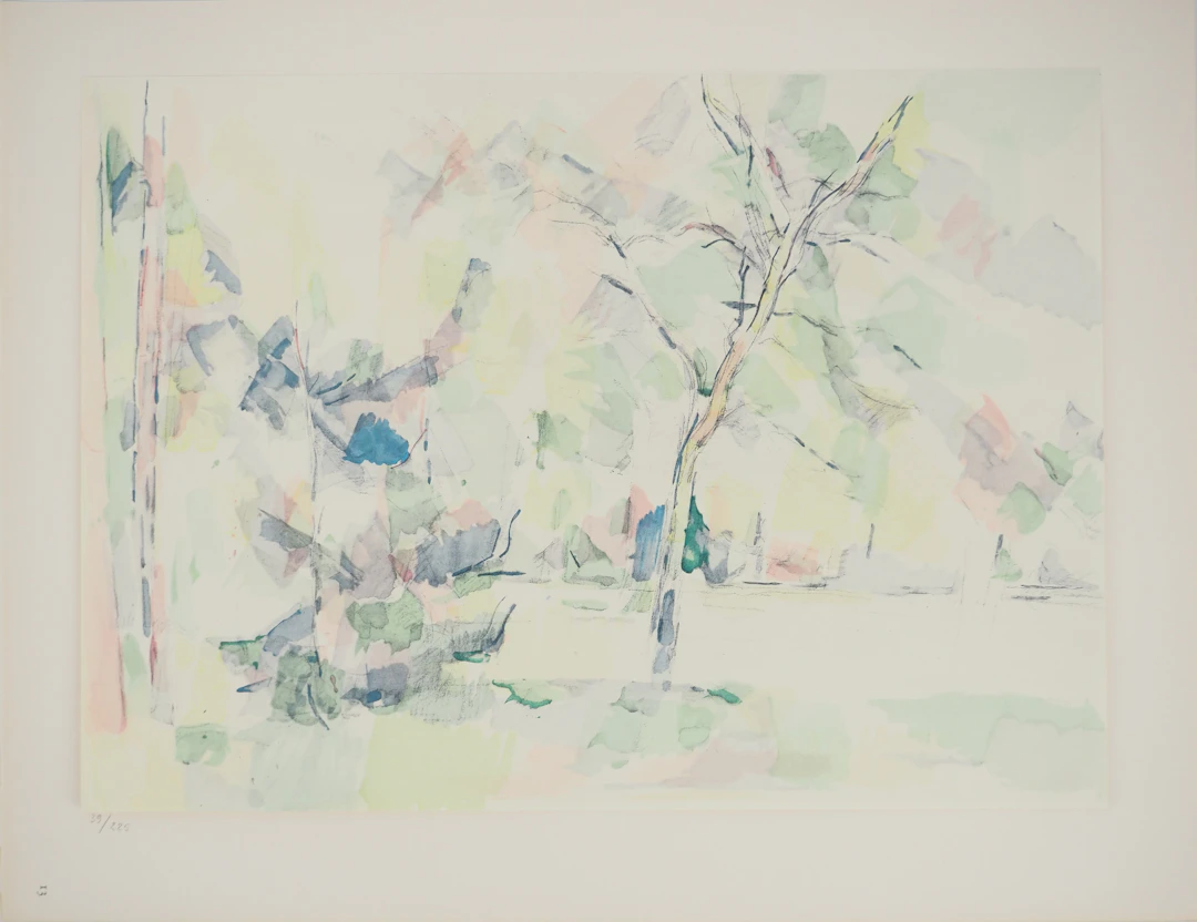Paul CEZANNE : Sous-bois, Lithographie et pochoir