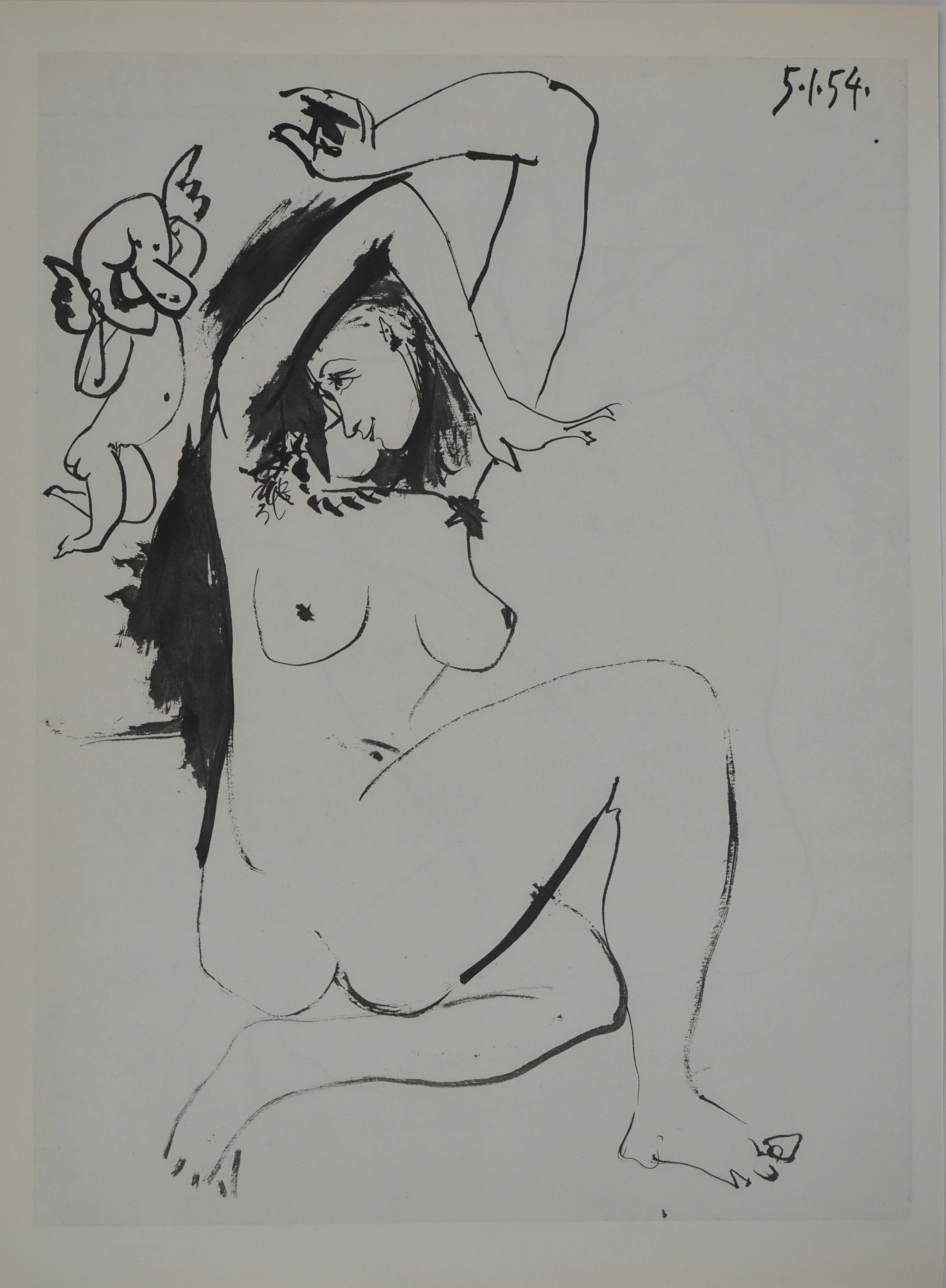 Pablo PICASSO : Comédie Humaine, L’amour de la jeune femme nue, Héliogravure
