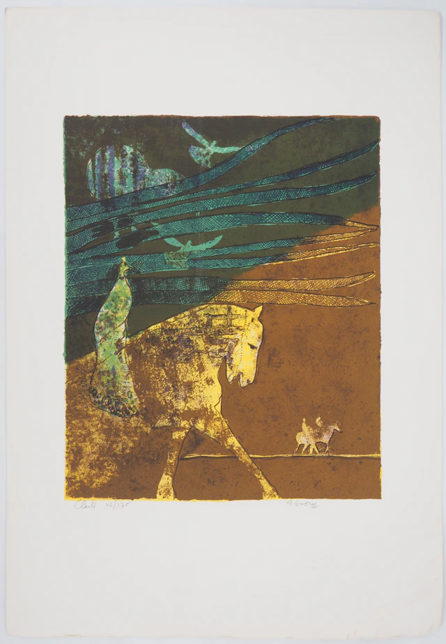 André GOEZU - Clarté, Cavaliers à la plage - Lithographie originale signée