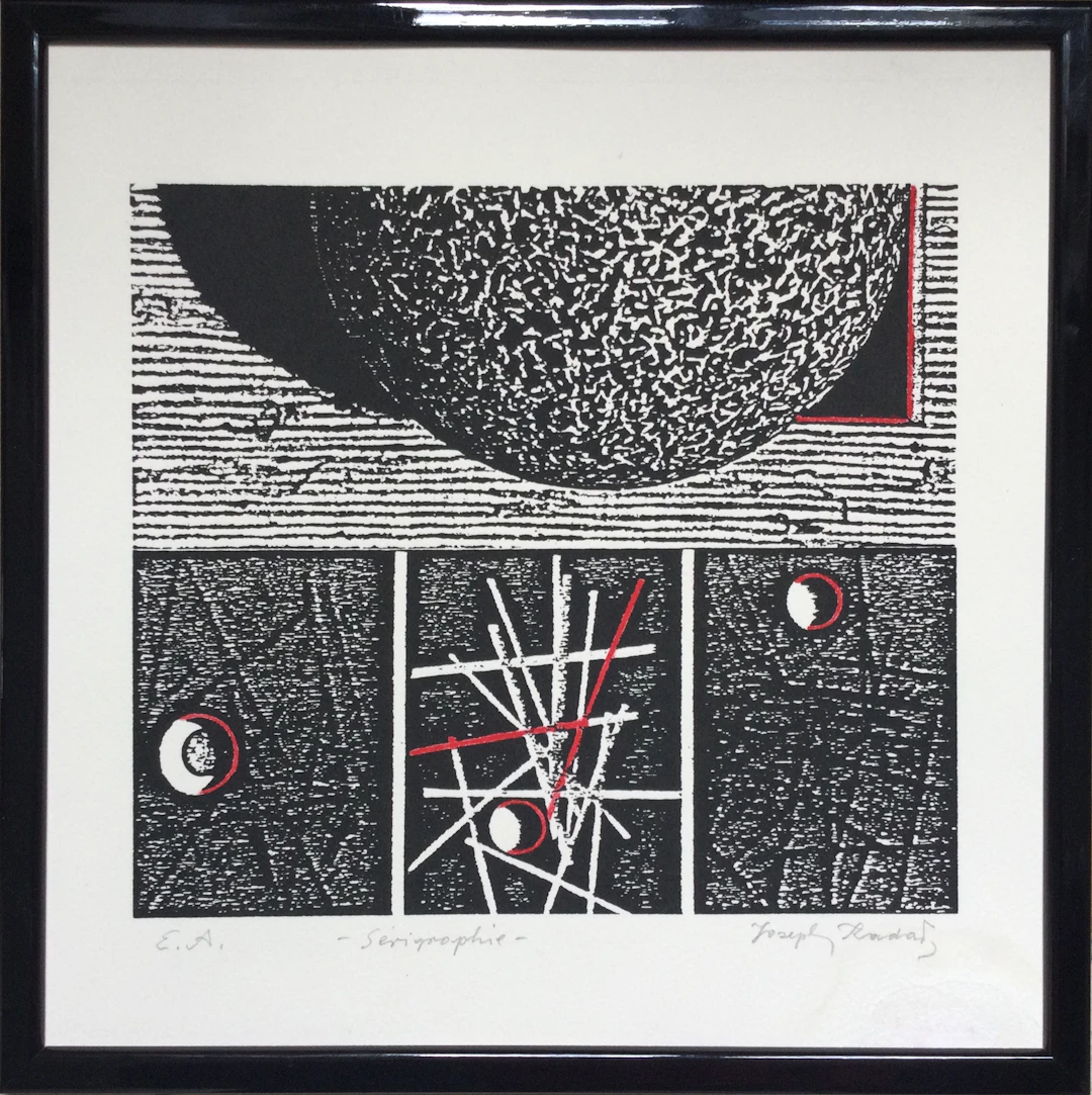 Joseph KADAR - Composition ,vers 1990 - Sérigraphie originale réhaussée